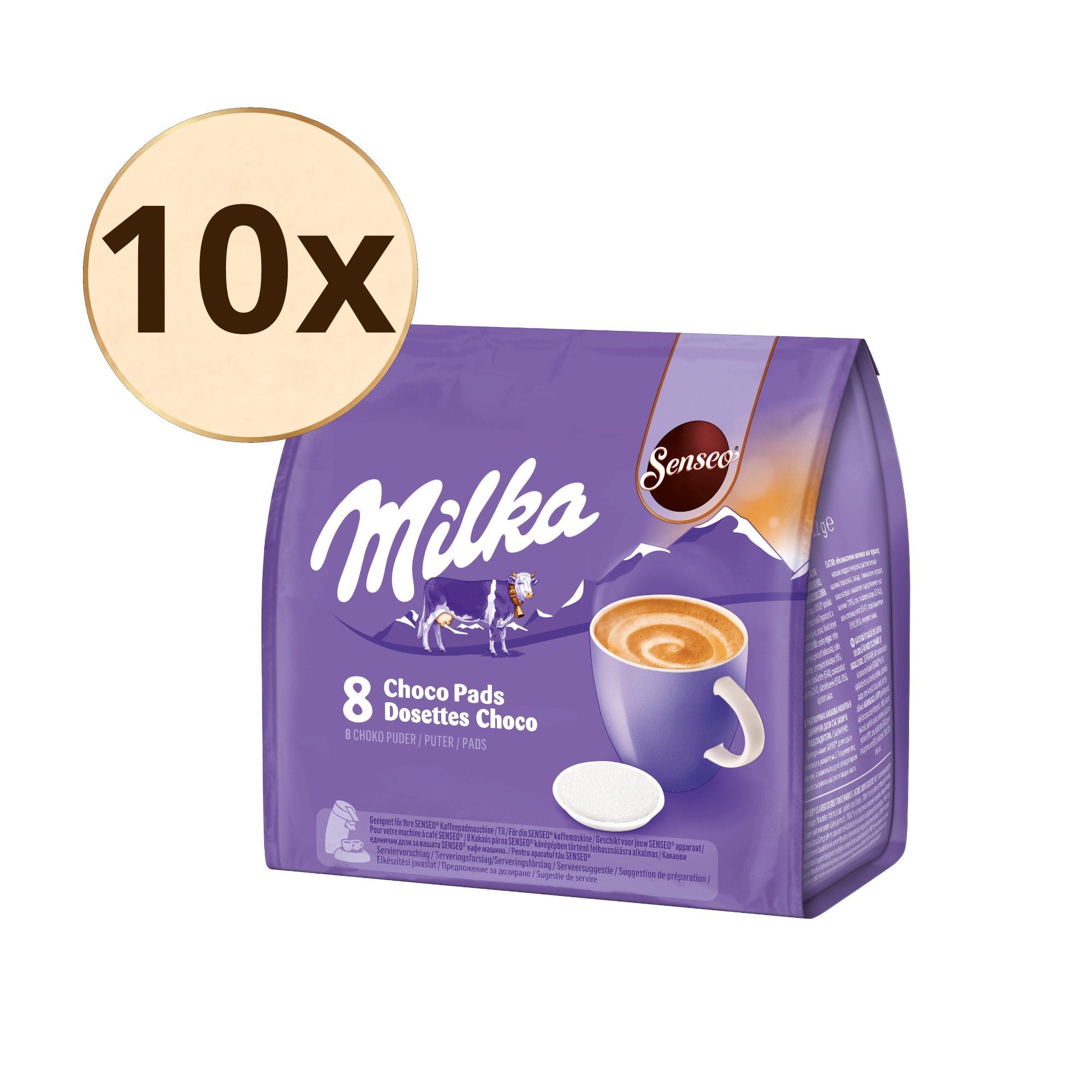 Senseo Kaffee Pads Milka 80 Getränke Kakao heisse Schokolade, (Packung, 10er Pack)