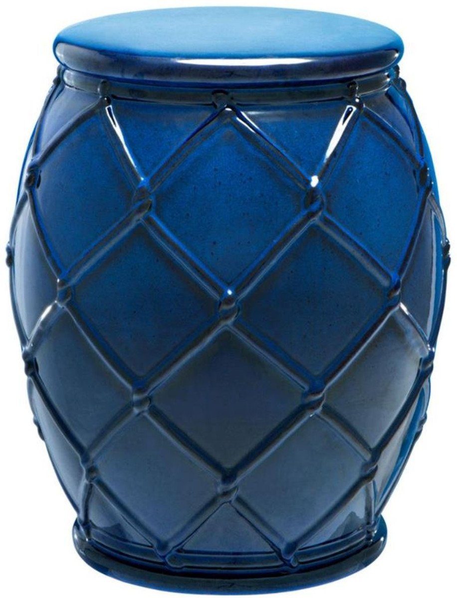 Casa Padrino Dekoobjekt Keramik Trommel Antik Blau Ø 35 x H. 46 cm - Luxus Kollektion
