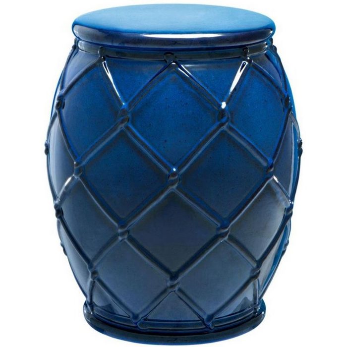 Casa Padrino Dekoobjekt Keramik Trommel Antik Blau Ø 35 x H. 46 cm - Luxus Kollektion