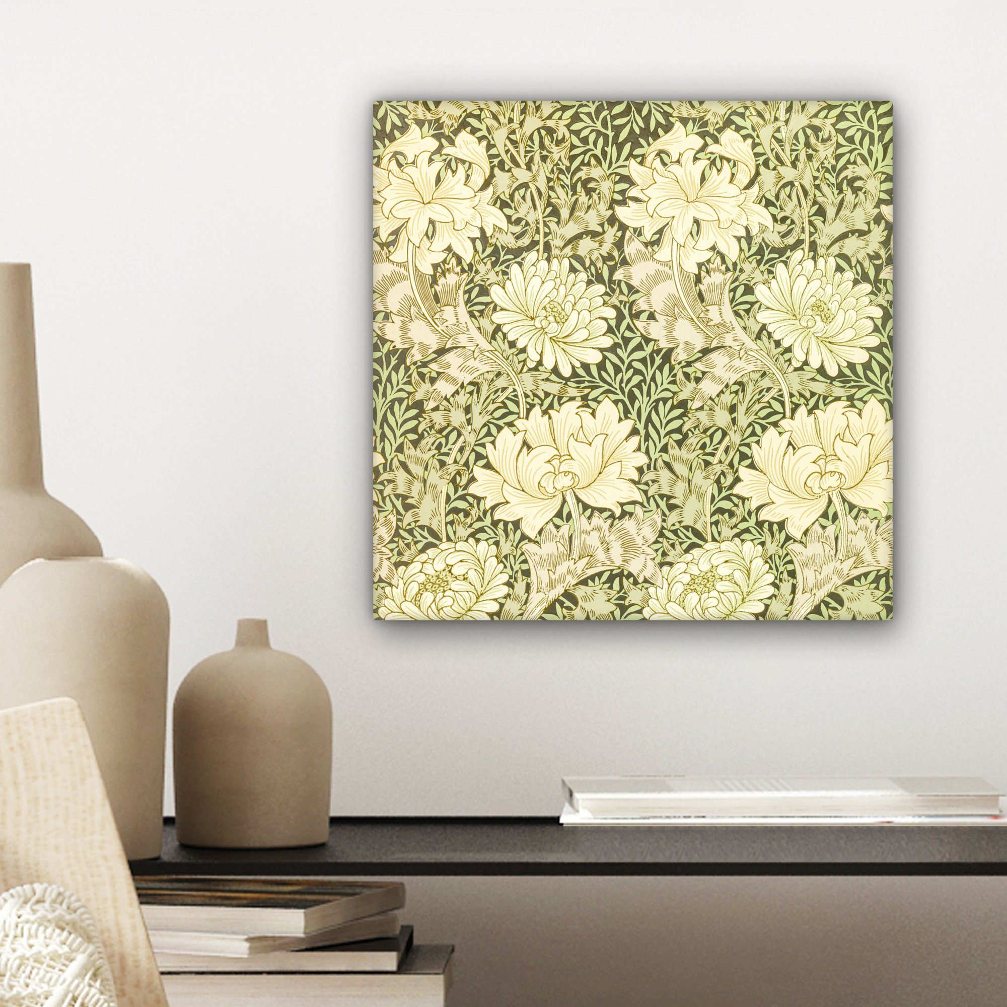 Rosen Blumen Schlafzimmer, OneMillionCanvasses® Wohnzimmer - cm für - St), Leinwand Bilder Grün Morris, William Gemälde (1 - 20x20