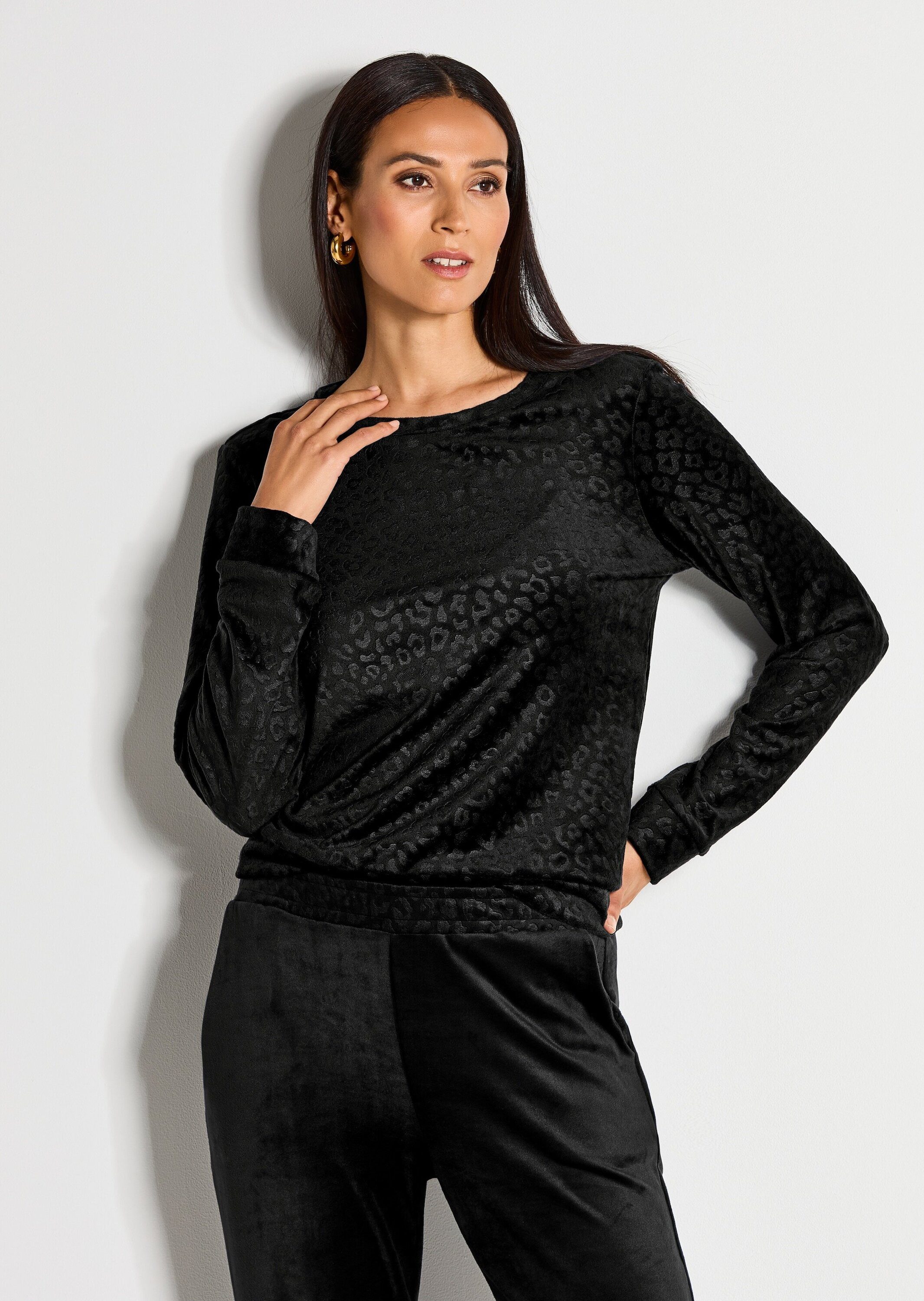 MADELEINE Langarmshirt Langarm Animal-Print Pullover Rundhalsshirt mit elastischen Bündchen, Animal-Muster