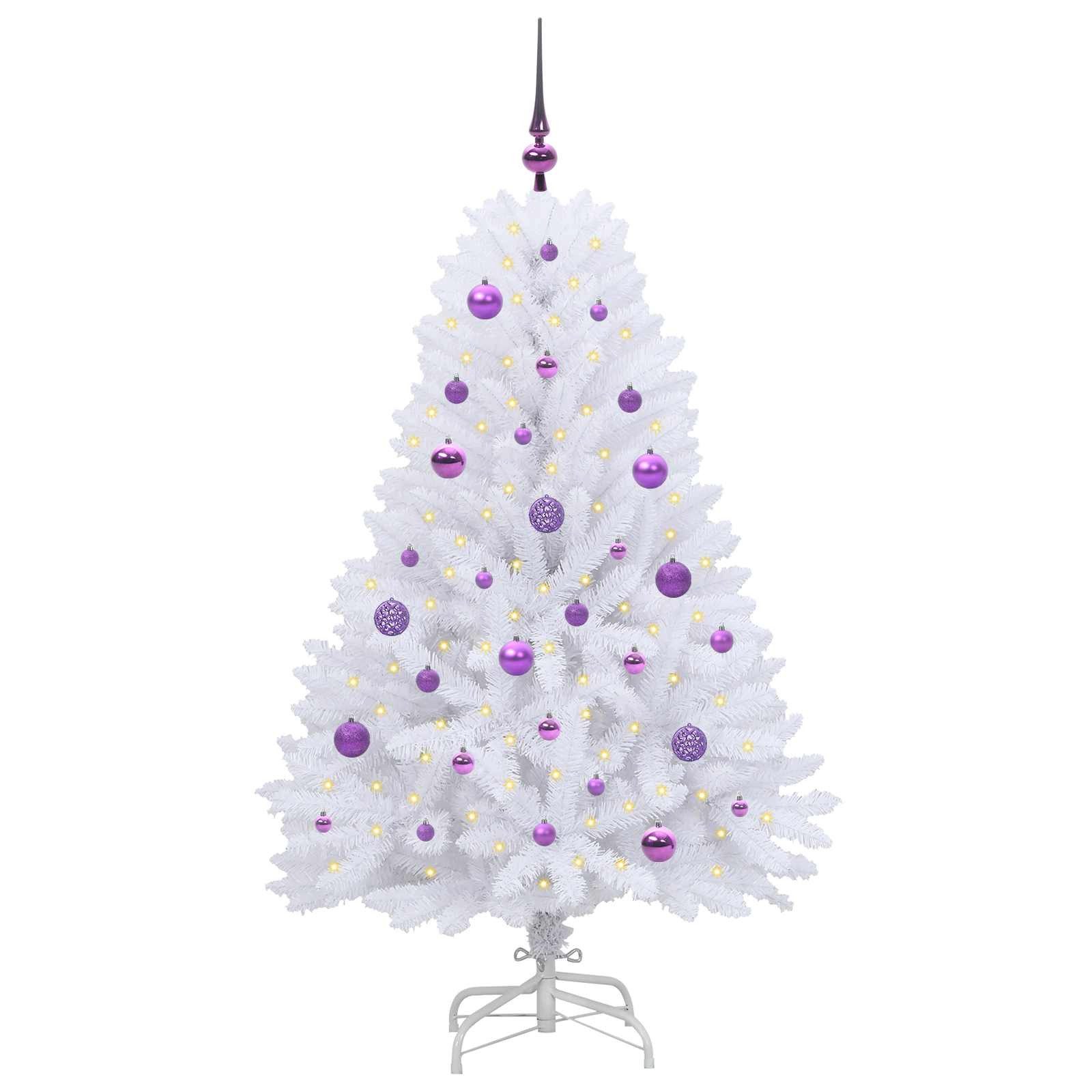 vidaXL Künstlicher Weihnachtsbaum Künstlicher klappbarer Weihnachtsbaum Weiß 150 cm PVC und Stahl