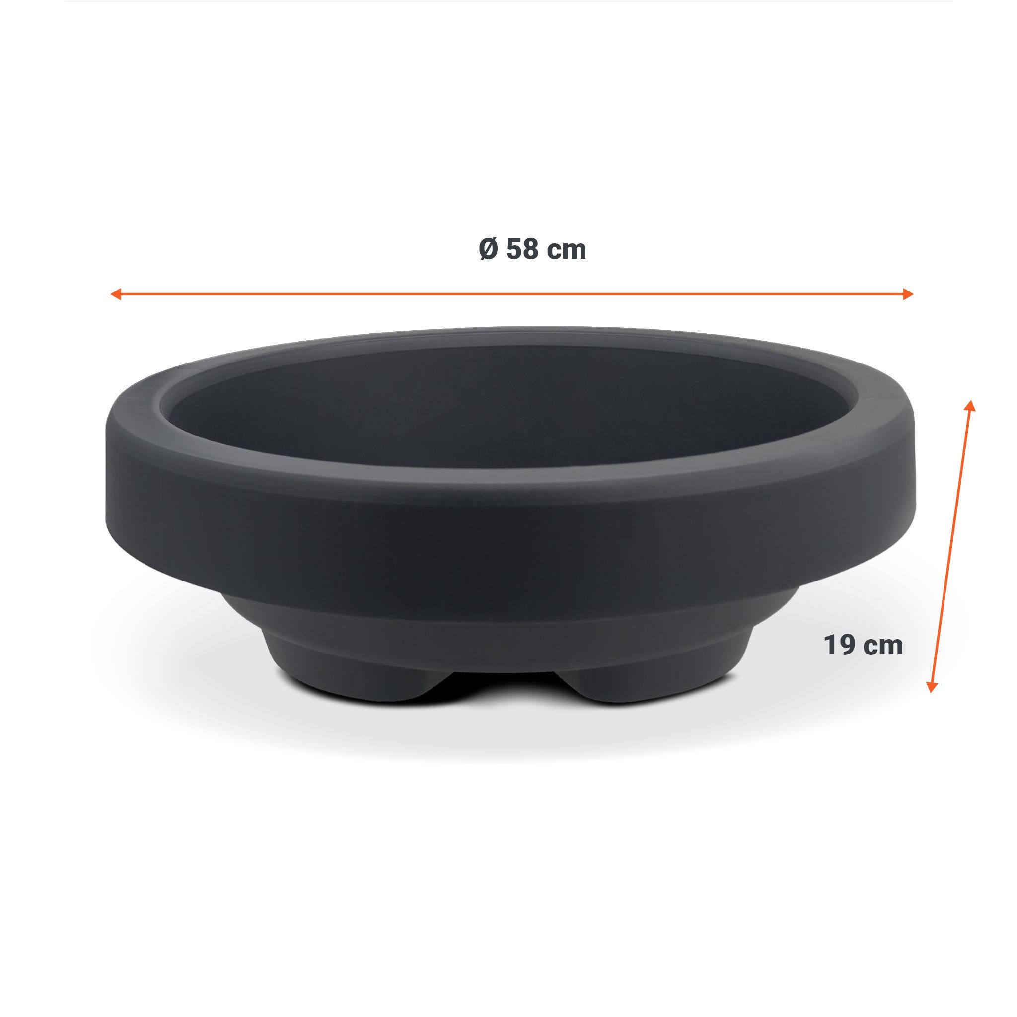 Spetebo Pflanzschale XXL Pflanzschale rund anthrazit - Ø 58 cm (Stück, 1 St., Pflanztopf), Kunststoff Blumenkübel Pflanzkübel Blumentopf für Außen groß