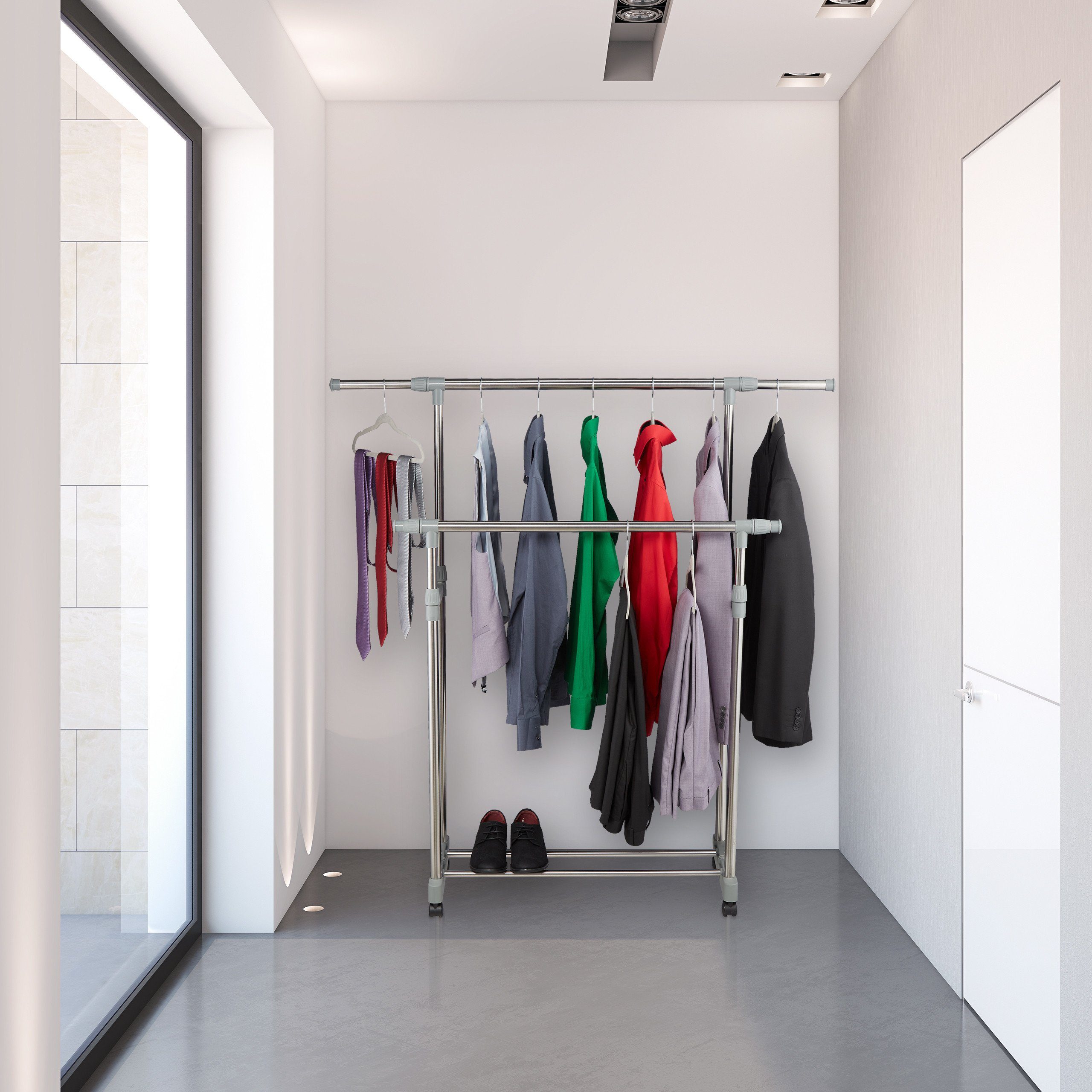 relaxdays Kleiderständer mit zwei Kleiderstange günstig online kaufen