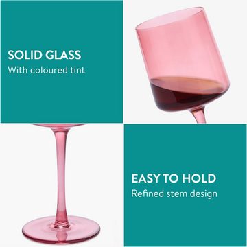 Navaris Weinglas rosa getönte Weingläser 4er-Set - Farbige Weingläser mit Stiel, Glas