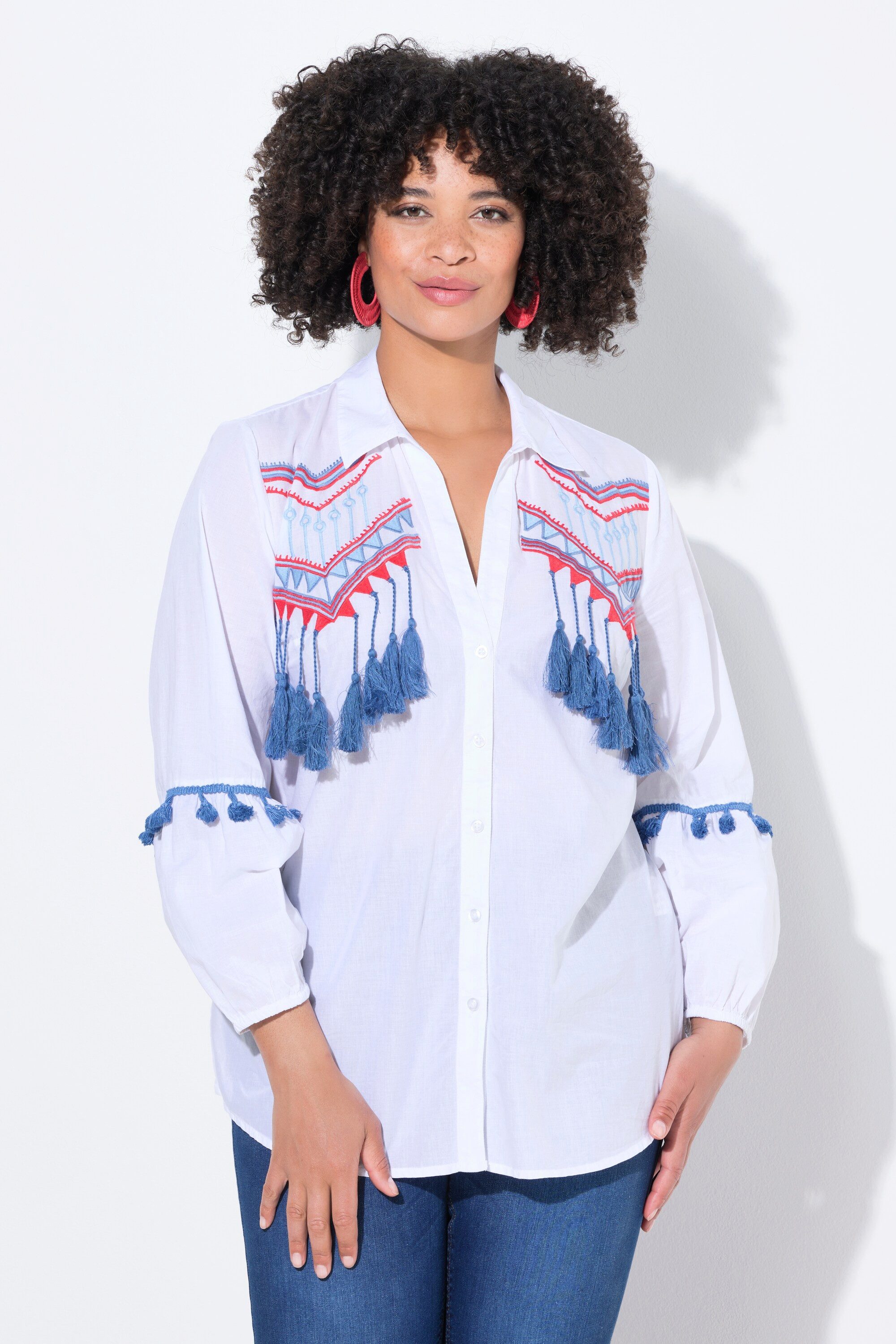 Angel of Style Hemdbluse Hemdbluse A-Linie Stickborten und Fransen günstig online kaufen