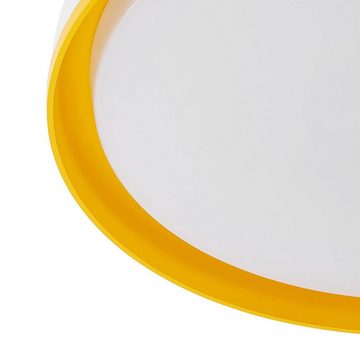 Lindby LED Deckenleuchte Divora, dimmbar, LED-Leuchtmittel fest verbaut, Farbwechsel warmweiß / tageslicht, Modern, Eisen, PMMA, weiß, gelb, 1 flammig, inkl.