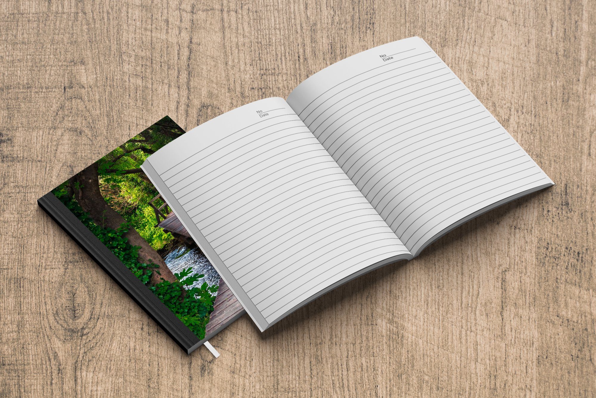 Tagebuch, Brücke, Wald Notizheft, - Natur Merkzettel, - Seiten, MuchoWow 98 Journal, A5, Haushaltsbuch Notizbuch