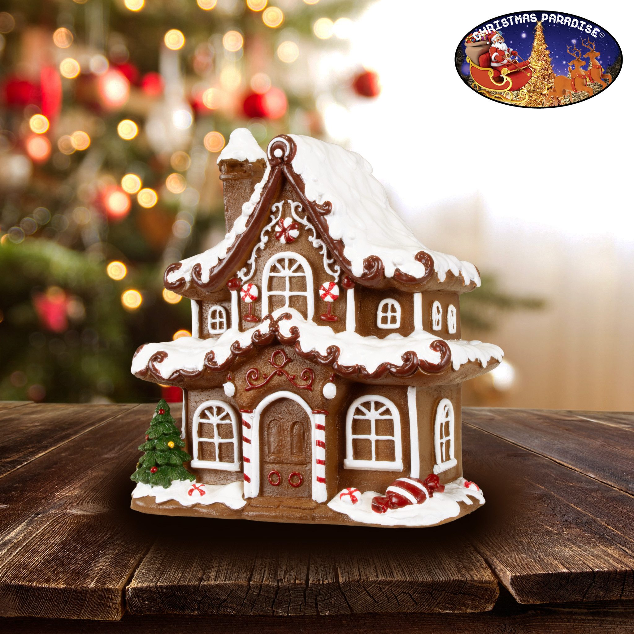 Christmas Paradise Weihnachtshaus Lebkuchenhaus 17cm braun, / Schokoladenfarbe