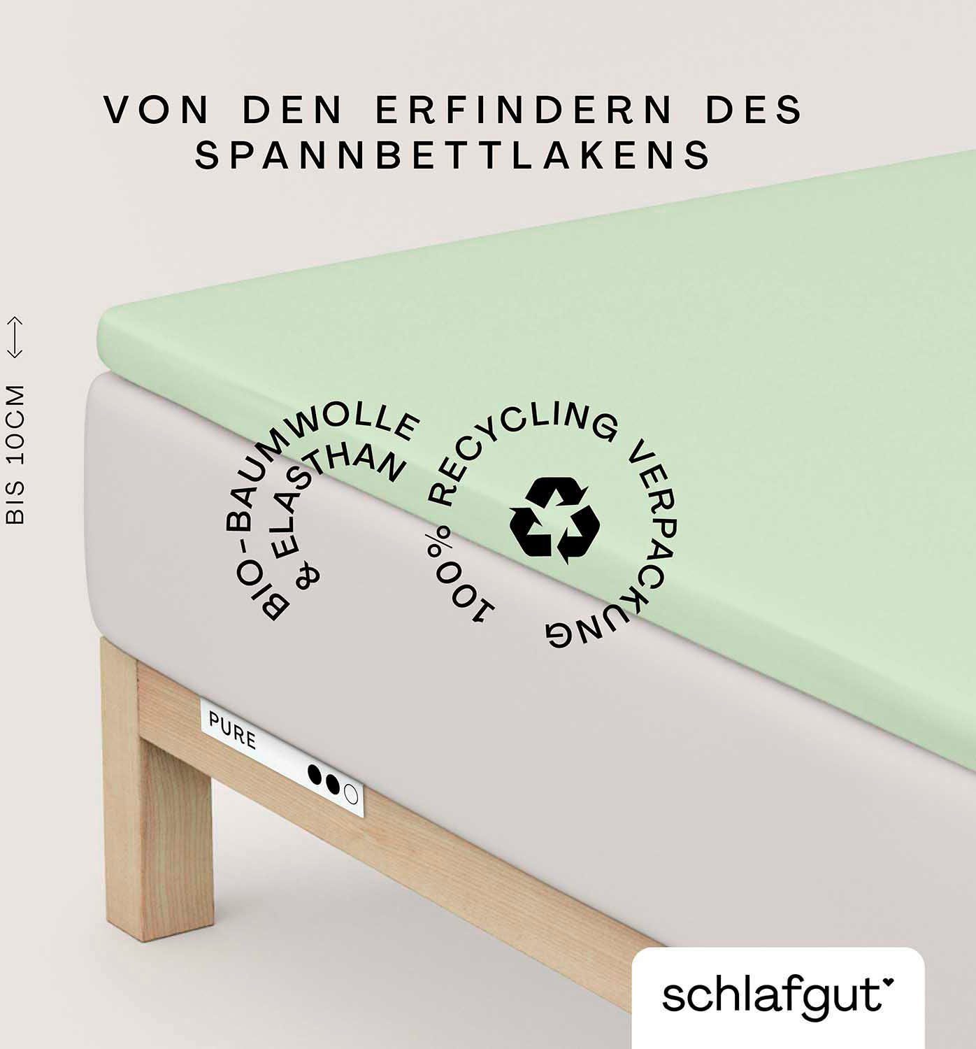 Schlafgut Spannbettlaken PURE TOPPER Bio-Baumwolle mit Elasthan 170 g/m² für Topper bis 10 cm, Jersey-Elasthan, Gummizug: rundum, (1 Stück), PREMIUM Laken für Matratzen bis 10 cm Höhe, dehnbar, blickdicht
