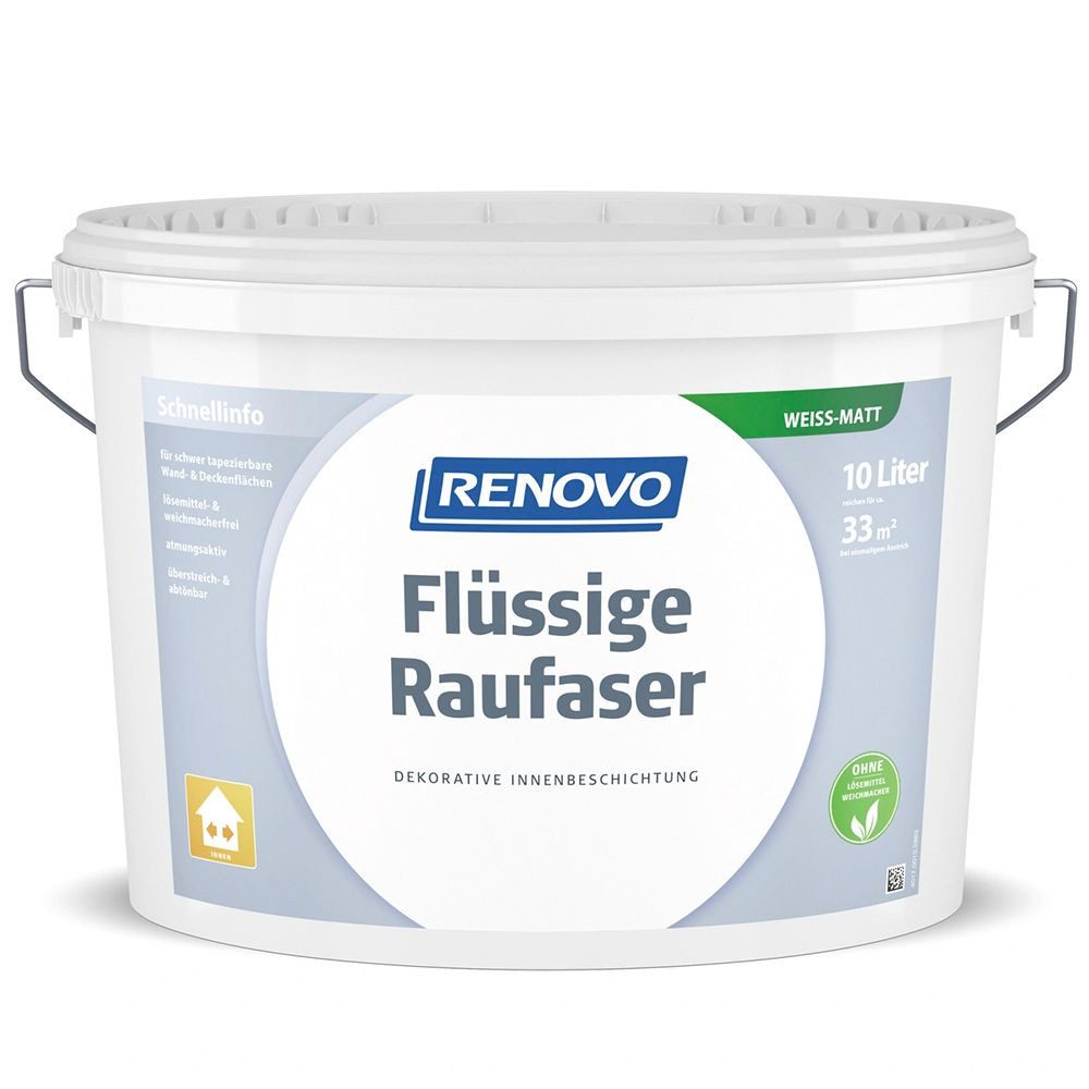 Renovo Wandfarbe Renovo Flüssige Raufaser matt 10,0 Ltr. weiss Dekorative Innenbeschic