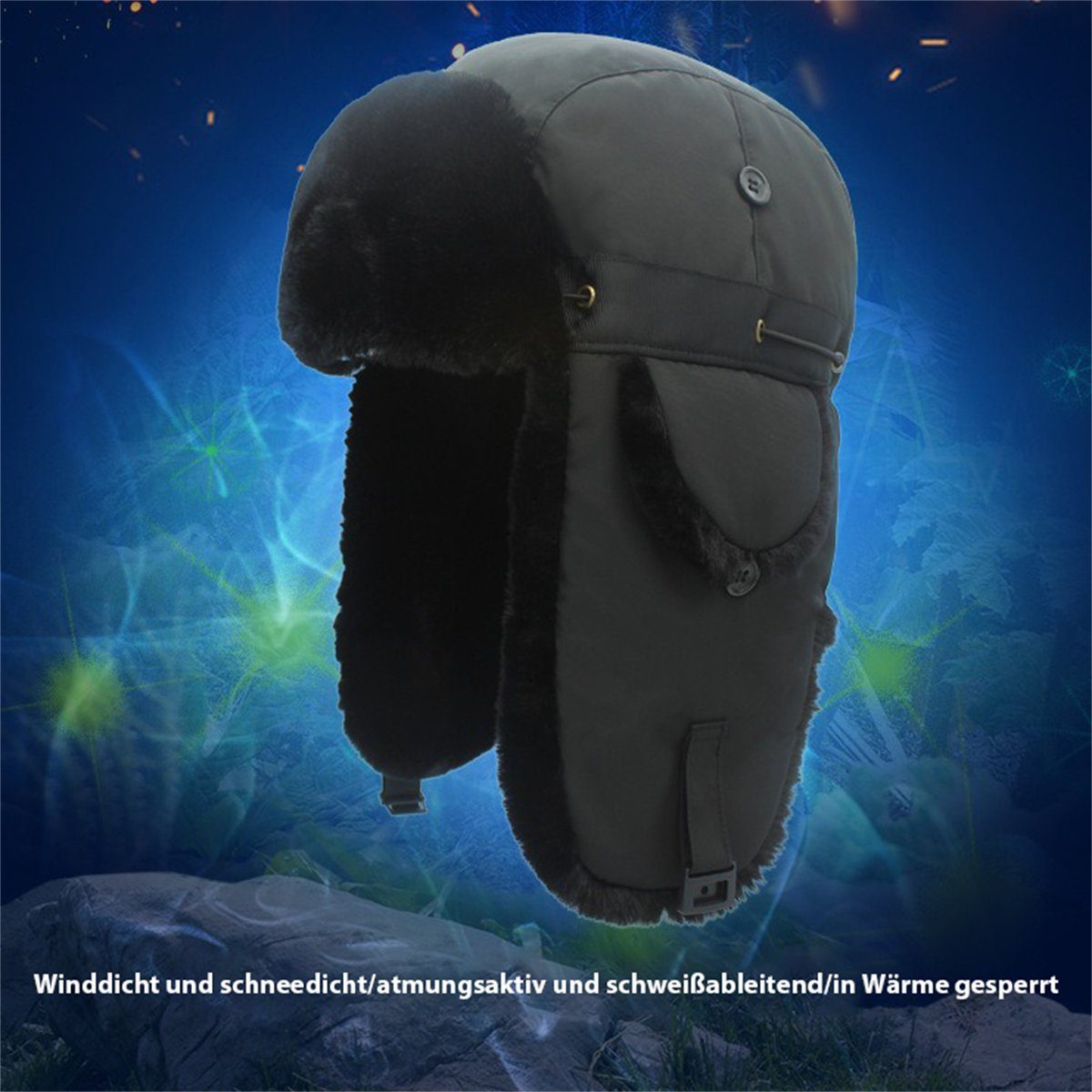 verstellbarem Outdoor-Verdickungshut Schwarz Kopfumfang Discaver mit Skimütze