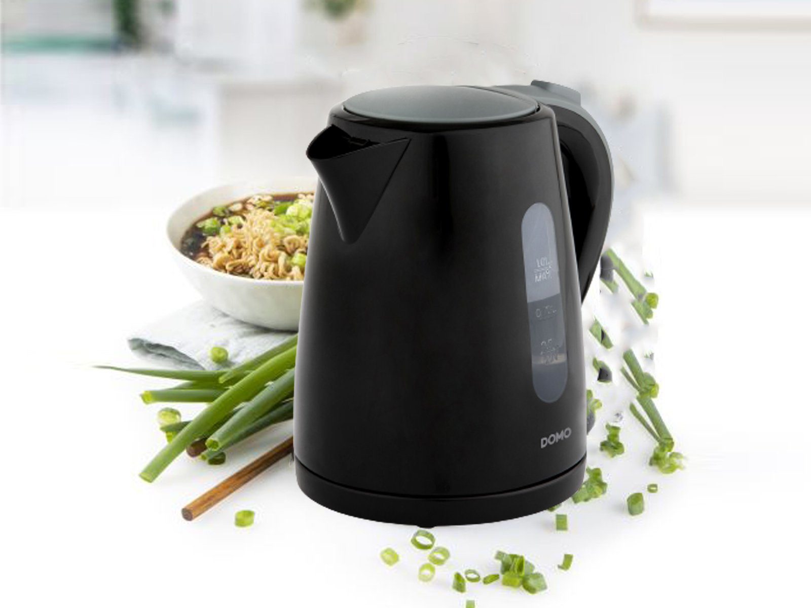 Domo Wasserkocher, 1 l, 2200 W, ohne Kabel elektrischer 1 Liter Heißwasserbereiter schnell & leise