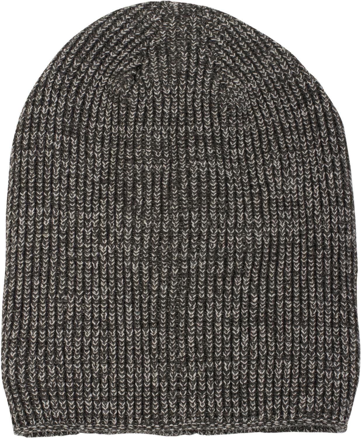 Mütze Strickmütze Feinstrick Melierte (1-St) mit Fleece styleBREAKER Grau-Beige Beanie