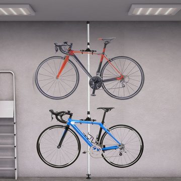 HOMCOM Fahrrad-Gepäckträger Fahrradhalter, Fahrradhalter Fahrradständer für 2 Fahrräder Fahrradhalterung Silber