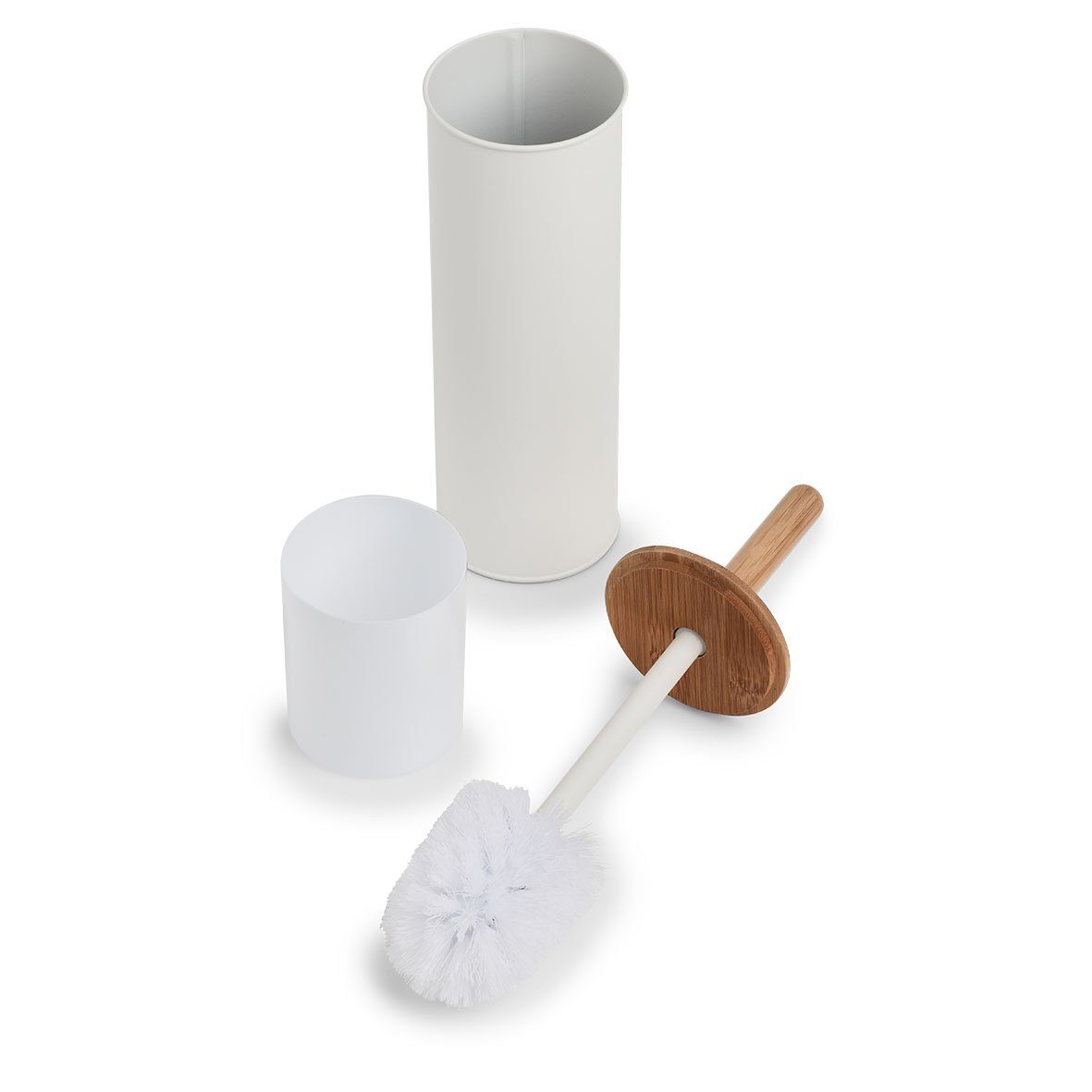 Zeller Present Badaccessoire-Set WC-Bürste, Metall/Bambus, weiß, günstig online kaufen