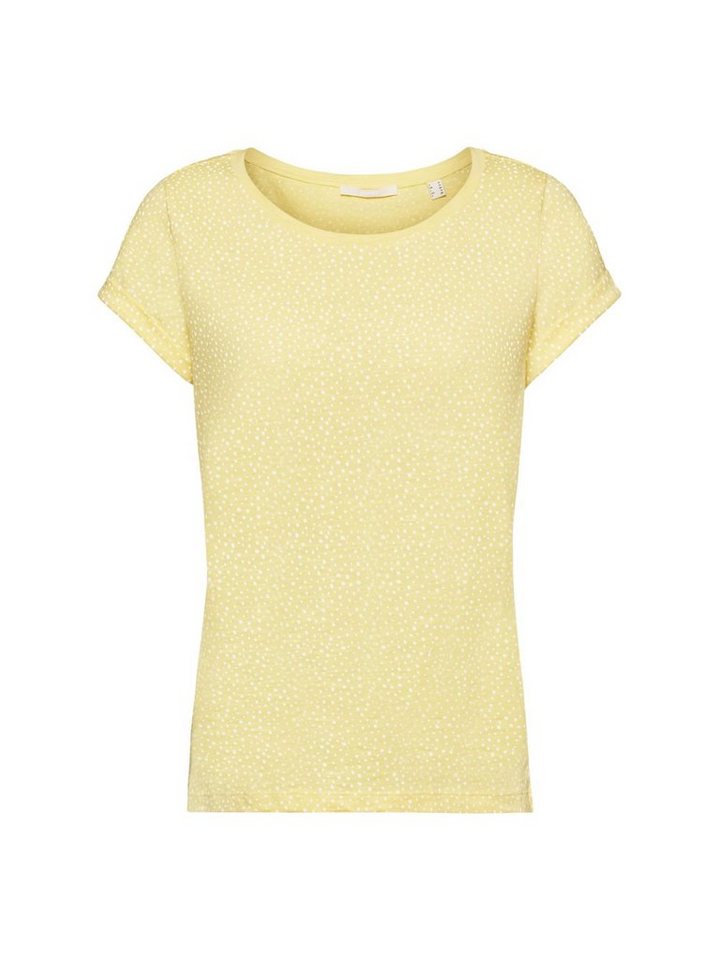 edc by Esprit T-Shirt T-Shirt mit Allover-Muster (1-tlg), Ärmel mit festen  Umschlagbündchen