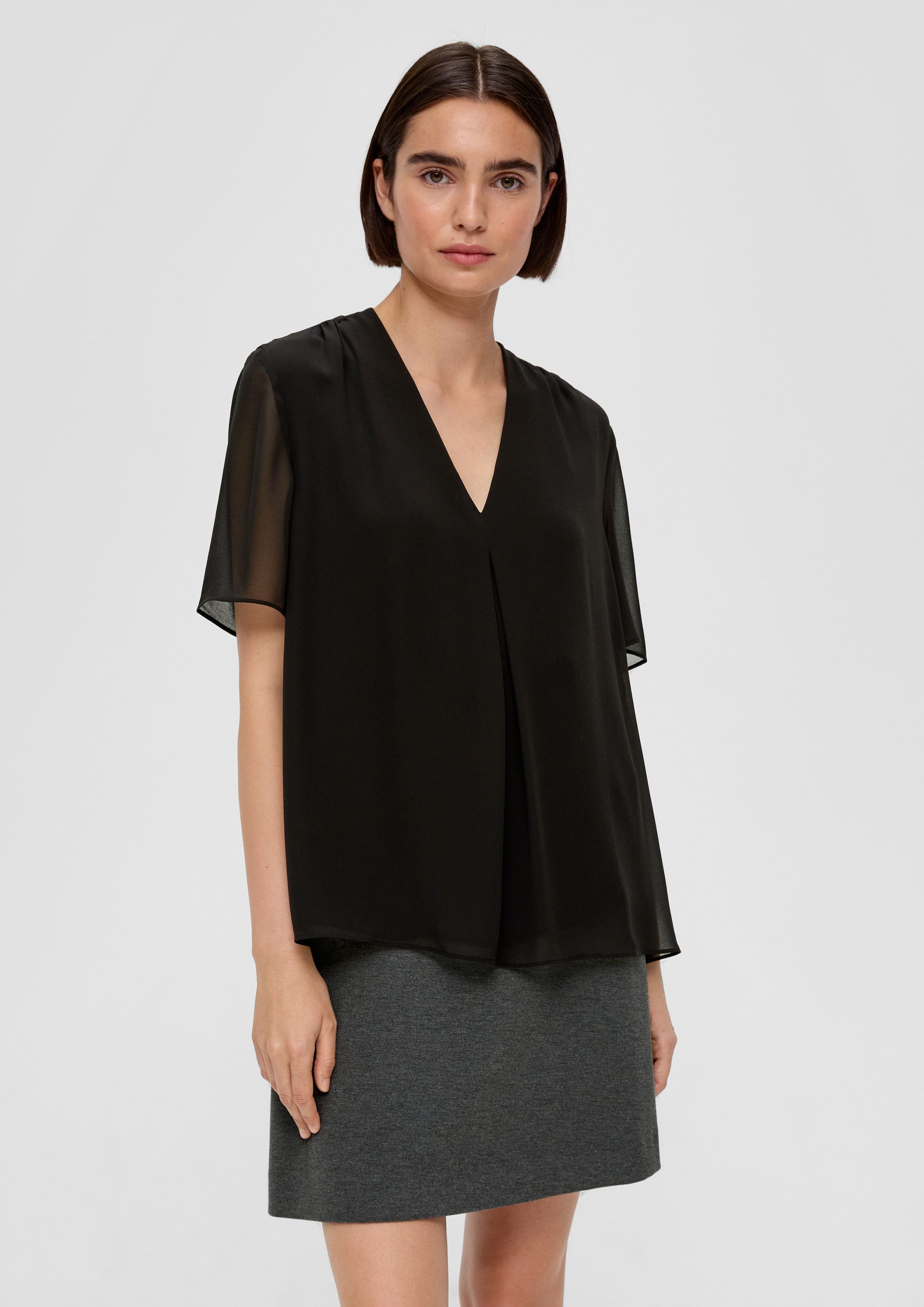 s.Oliver Kurzarmbluse Bluse Bluse mit V-Ausschnitt günstig online kaufen