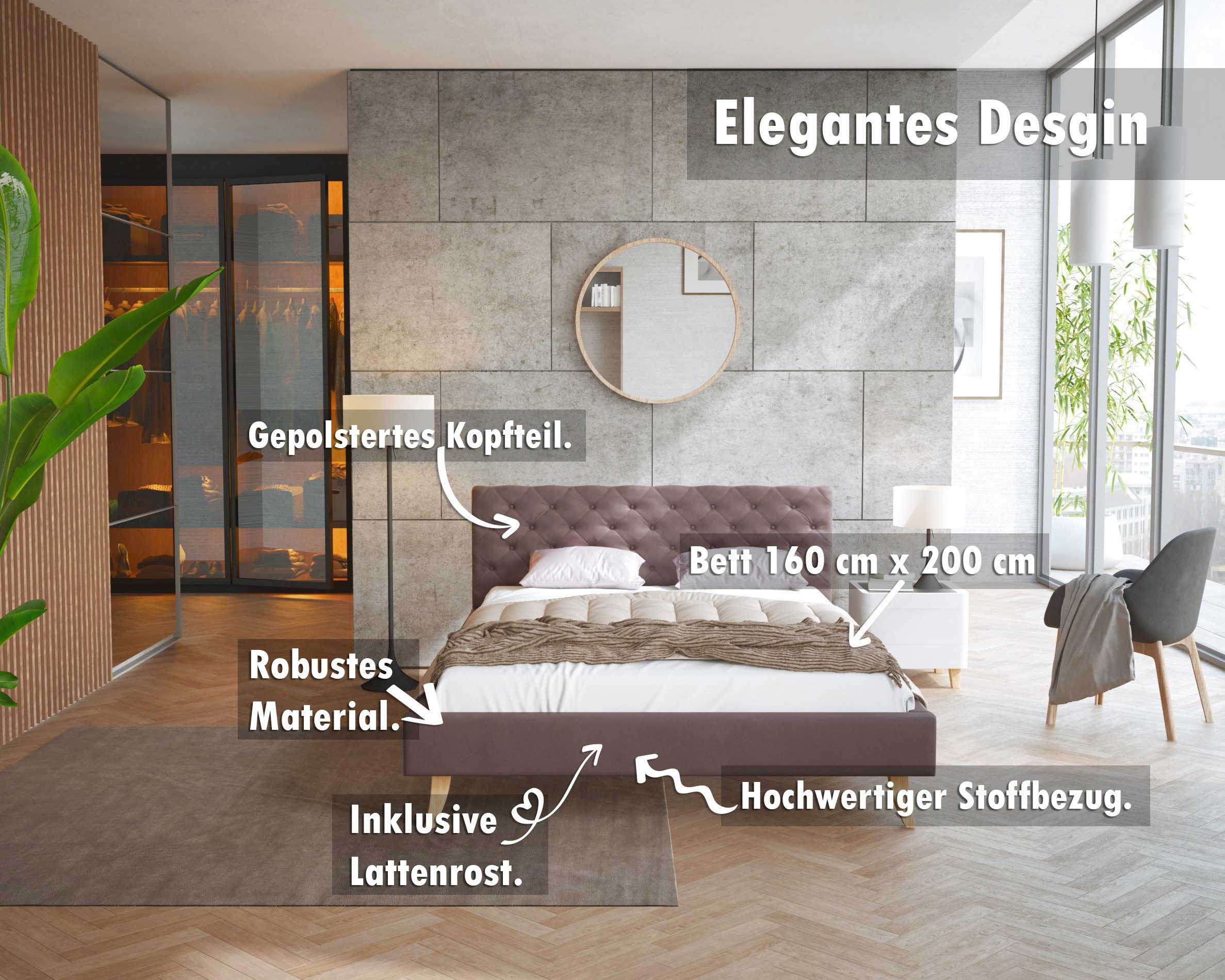 thematys Polsterbett Bett aus Velours 120x200, 140x200, 160x200, 180x200cm günstig online kaufen