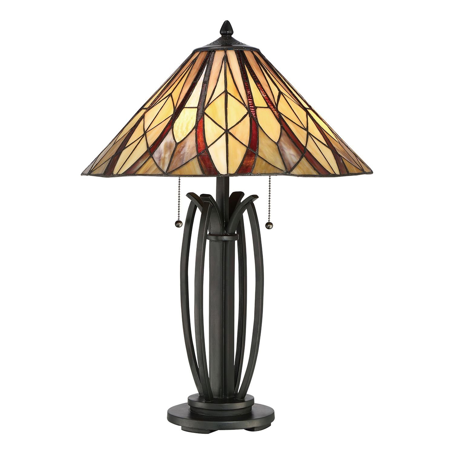 Stil Licht-Erlebnisse Leuchtmittel, E27 Metall 64,6 Gold Tiffany SANSA, ohne Glas Beleuchtung Tischlampe cm Nachttischlampe