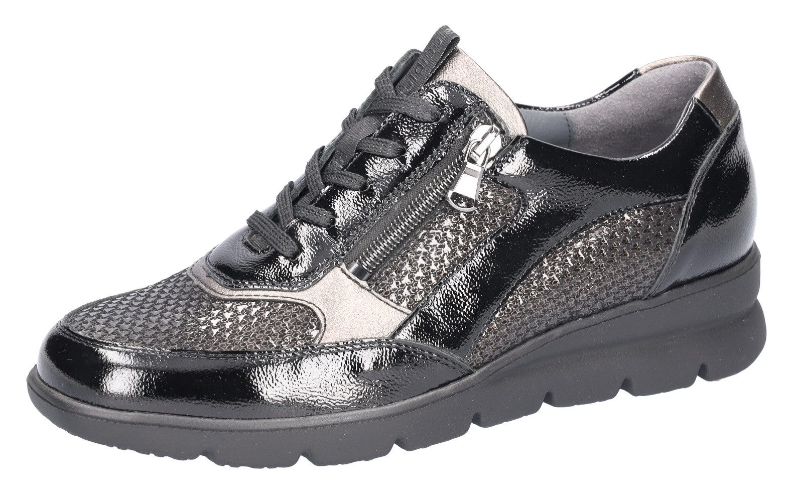 Waldläufer H-Bruni Schnürschuh Komfortschuh, Bequemschuh, Halbschuh in Lack-Optik, H-Weite