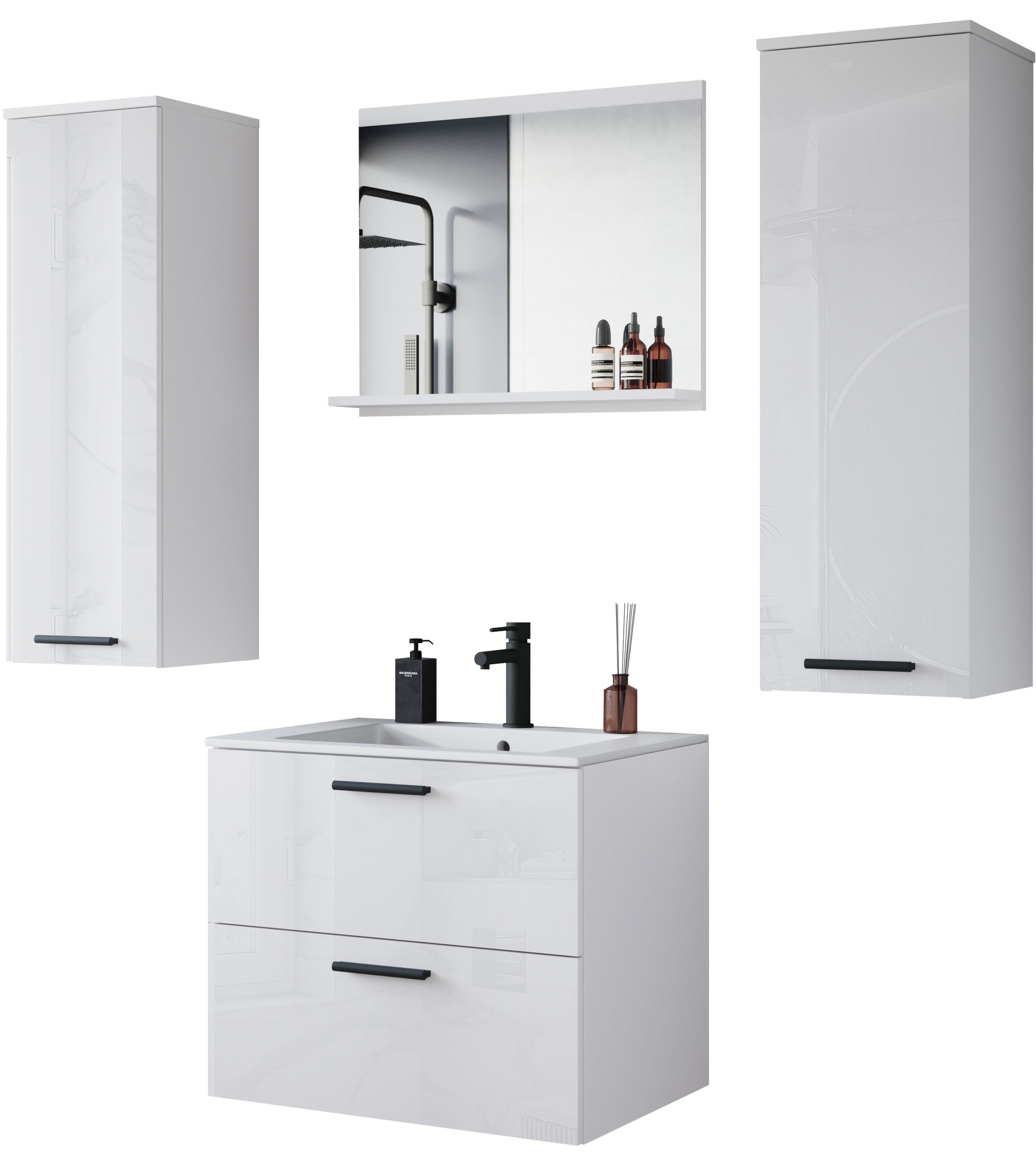 welltime Badmöbel-Set PILA, (Set, 4-St), Badmöbel 4-teilig, verstellbare Ei günstig online kaufen