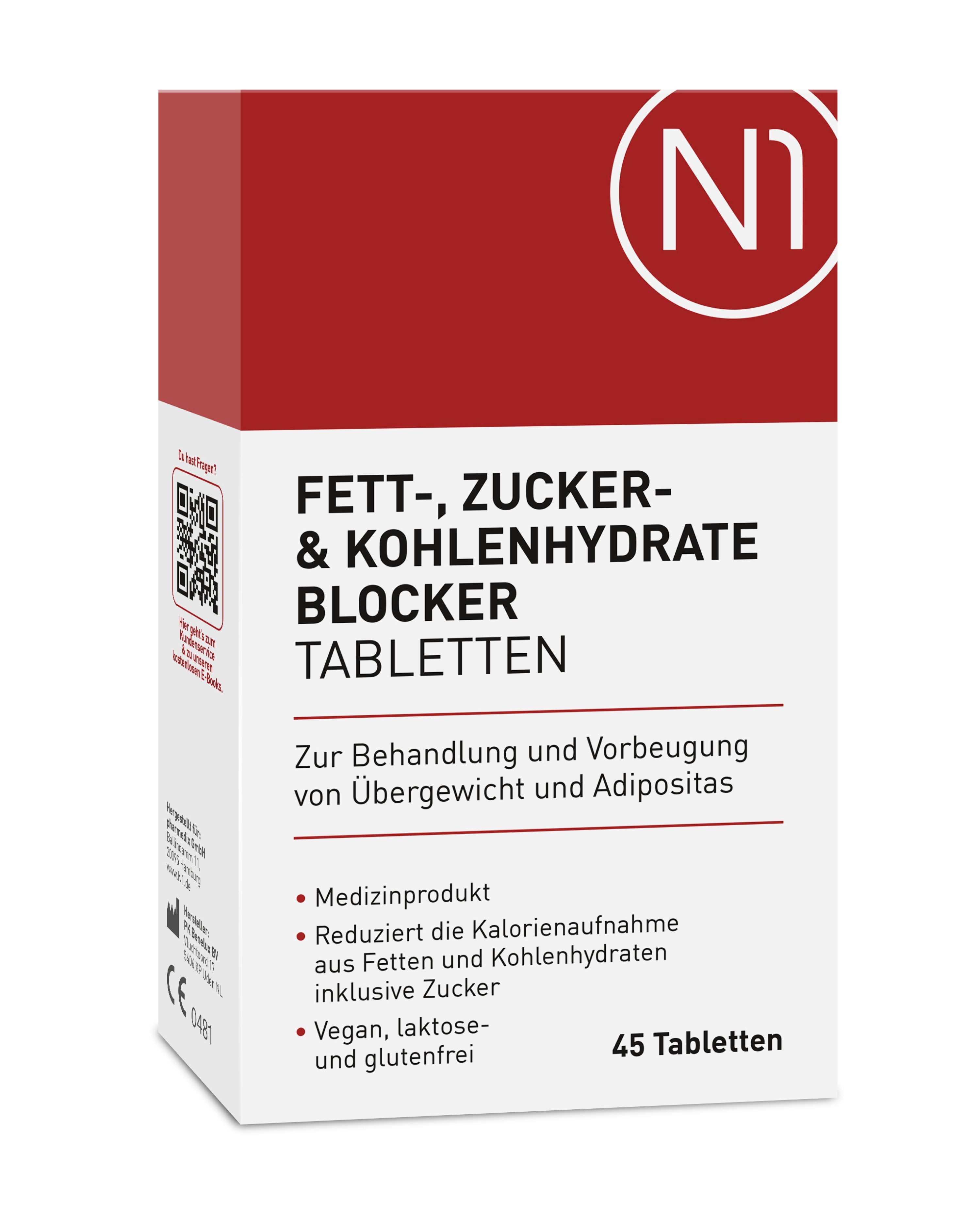 N1 Fett-, Zucker- & Kohlenhydrate Blocker, 45 Tabl, Medizinprodukt Tabletten