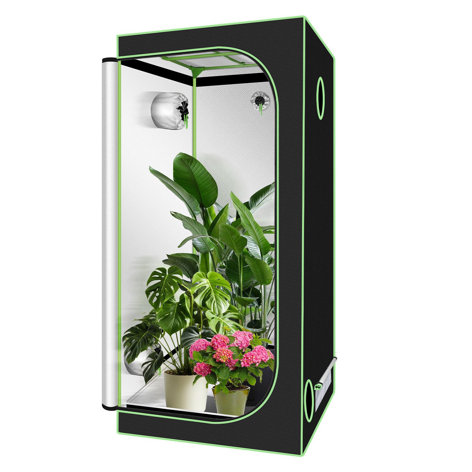 Clanmacy Gewächshaus Growbox Growzelt Gewächszelt 600D Indoor Pflanzenzelt Größe wählbar