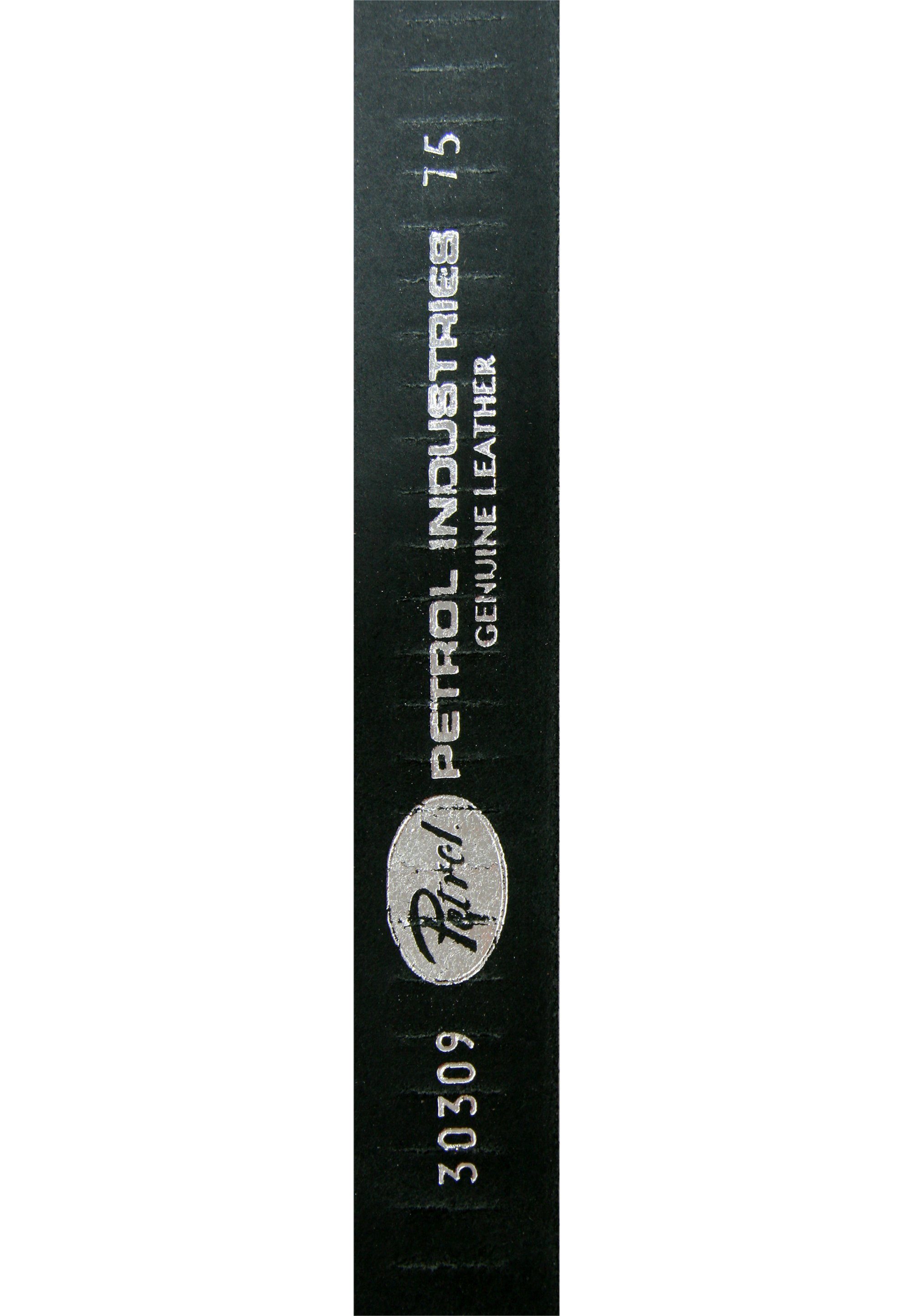 Petrol Industries Ledergürtel Streifenperforation schwarz-silberfarben mit modischer