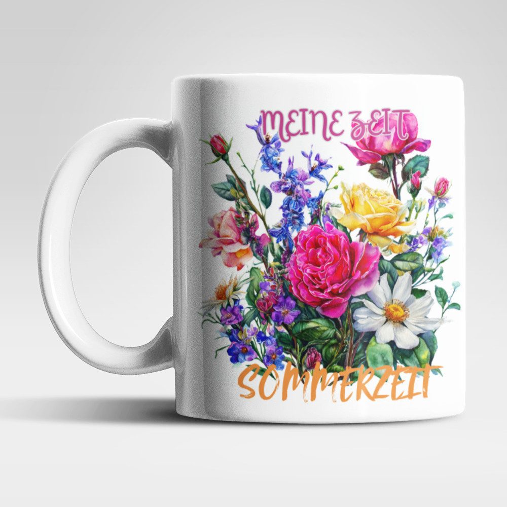 WS-Trend Tasse Blumen Sommerzeit Kaffeetasse Teetasse Geschenkidee 325 ml, Keramik