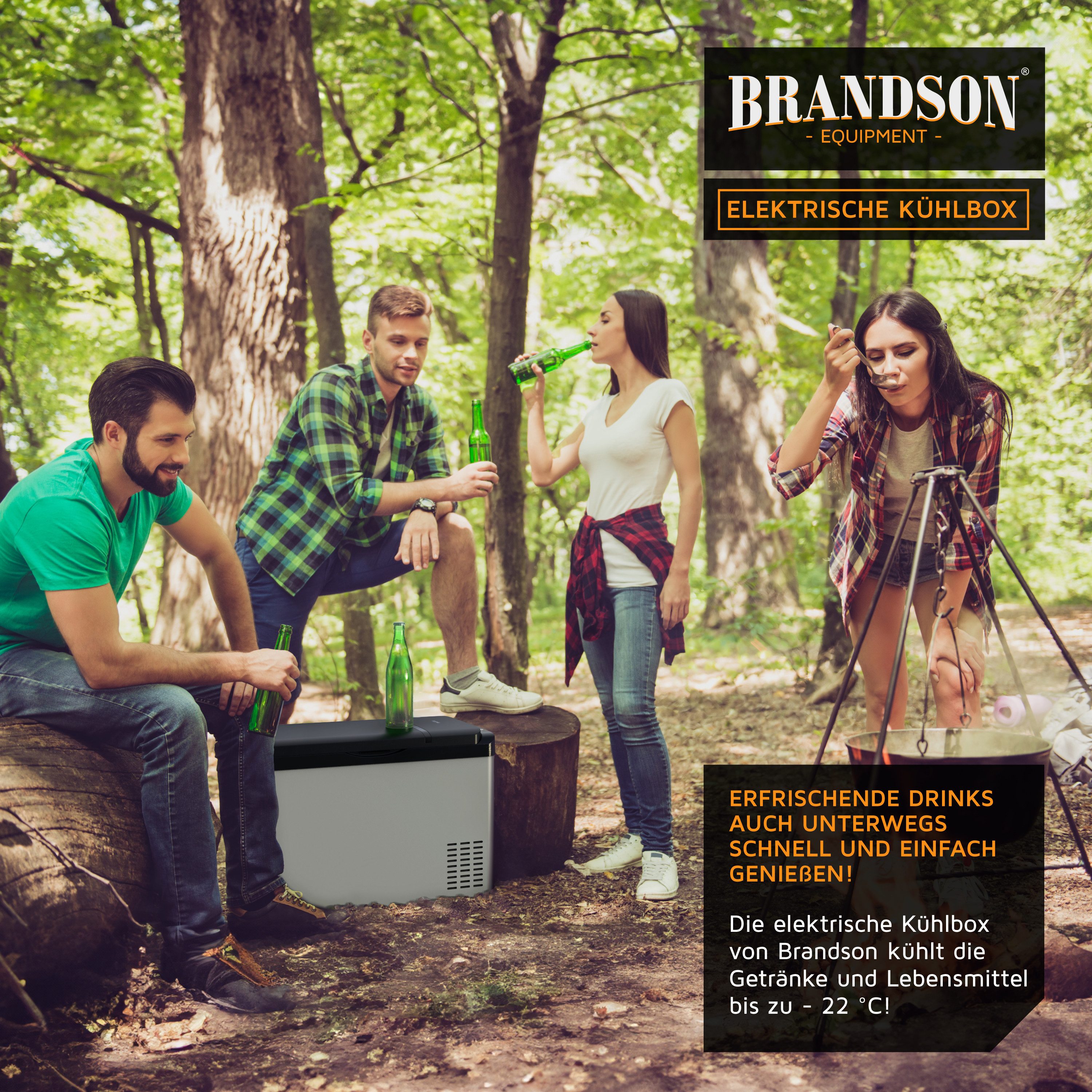 Brandson Elektrische Kühlbox 30L Kompressor Kühlbox bis – 22°C, Gefrierbox für Auto, Haus & Camping, 30 l, XXL Getränke Kühlschrank, ECO Autokühlbox, 12V 24V 23 – Bild 5 von 5