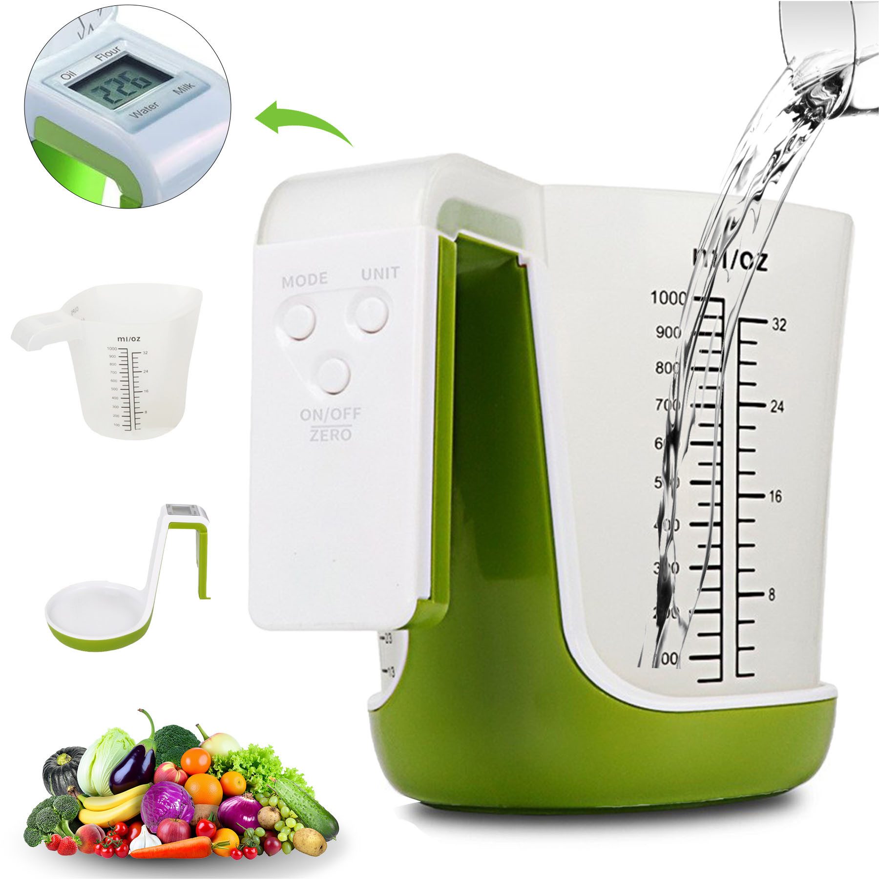 Senmudi Küchenwaage 1000-ml-Flüssigkeitsmessskala, 5-kg-Küchen-Backmilchwaage Abnehmbarem, (Volumenumrechnung,Mehrfacheinheiten,Überlastwarnung & einer klaren LCD, Hergestellt aus strapazierfähigem, umweltfreundlichem ABS-Material), Ideal für exakte Messungen in der Küche und für genaue Rezepturen