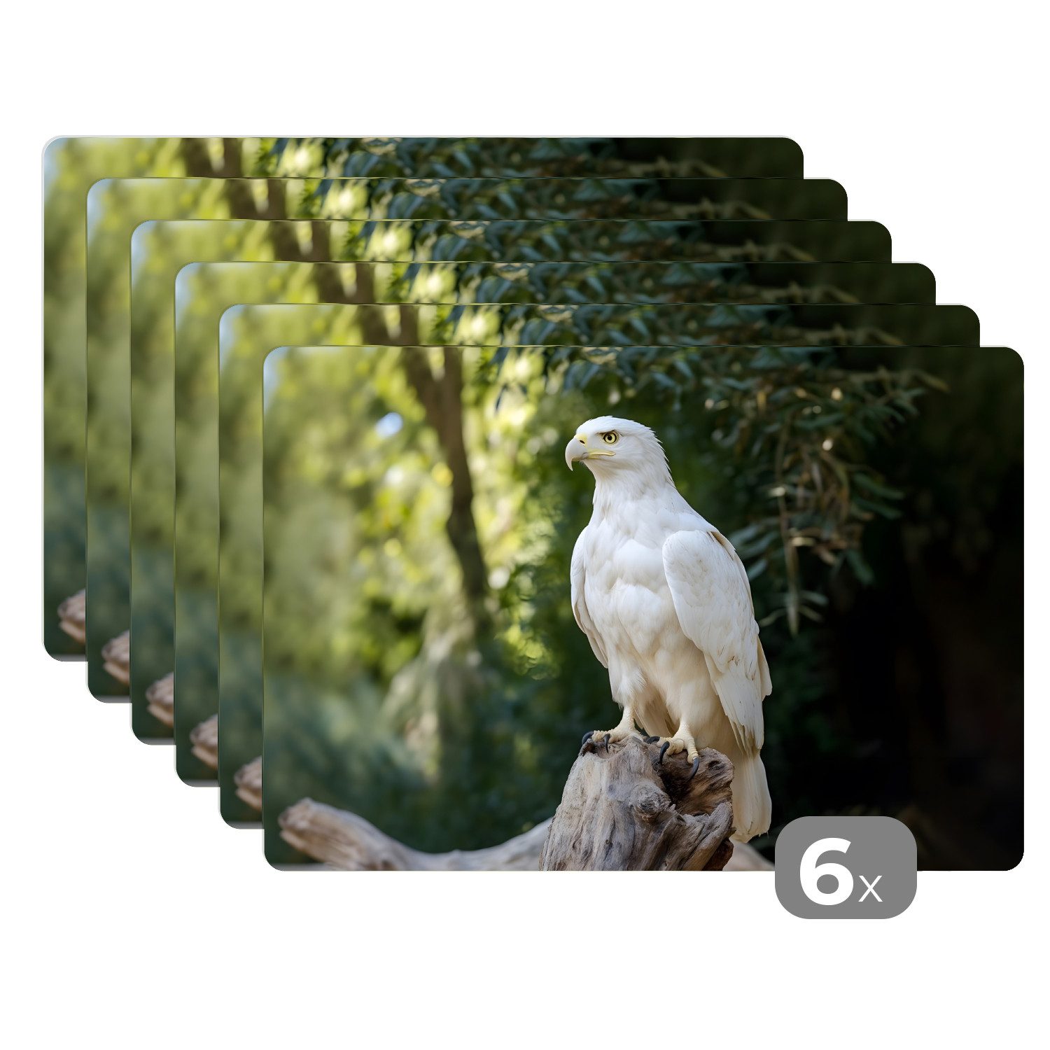 Platzset Adler - Holz - Weiß - Pflanzen