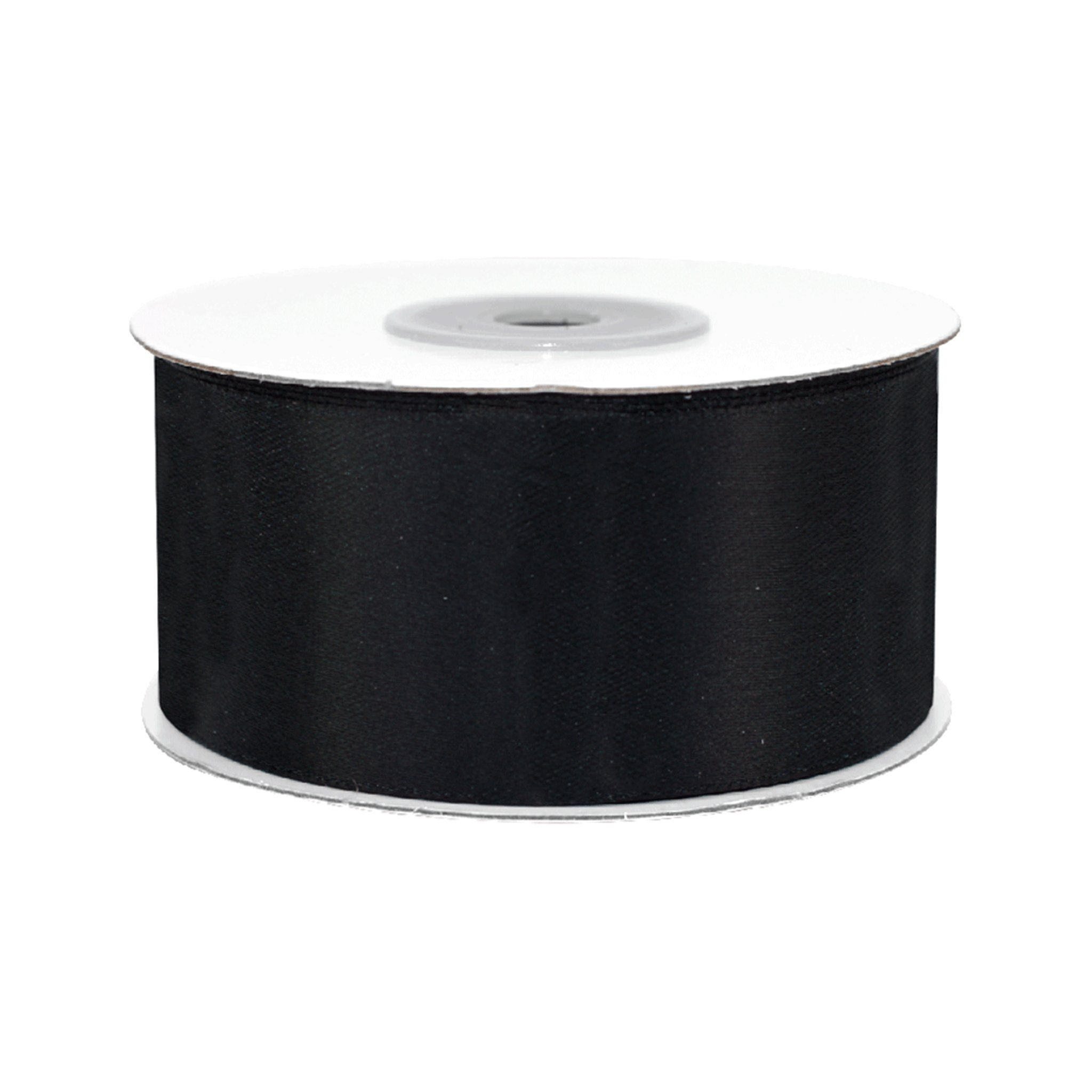 Creativery Satinband, Satinband 38mm x 25m Rolle Schwarz