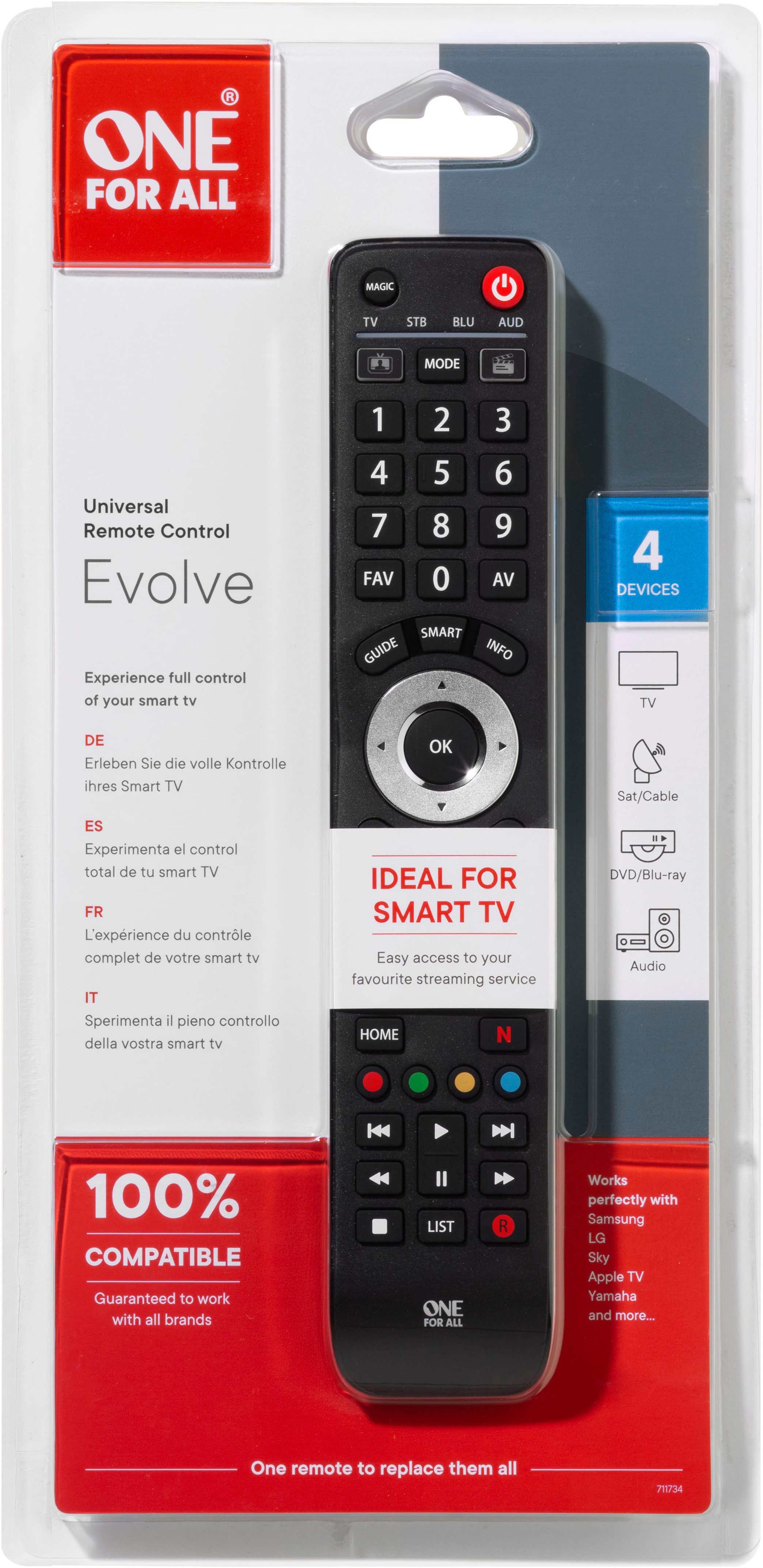 One for All URC 7145 Evolve 4 Universal-Fernbedienung (4-in-1) – Bild 4 von 4