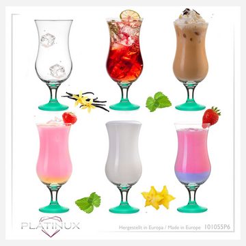 PLATINUX Cocktailglas Cocktailgläser Blau, Glas, 400ml (max. 470ml) Longdrinkgläser Partygläser Milkshake Hurricane