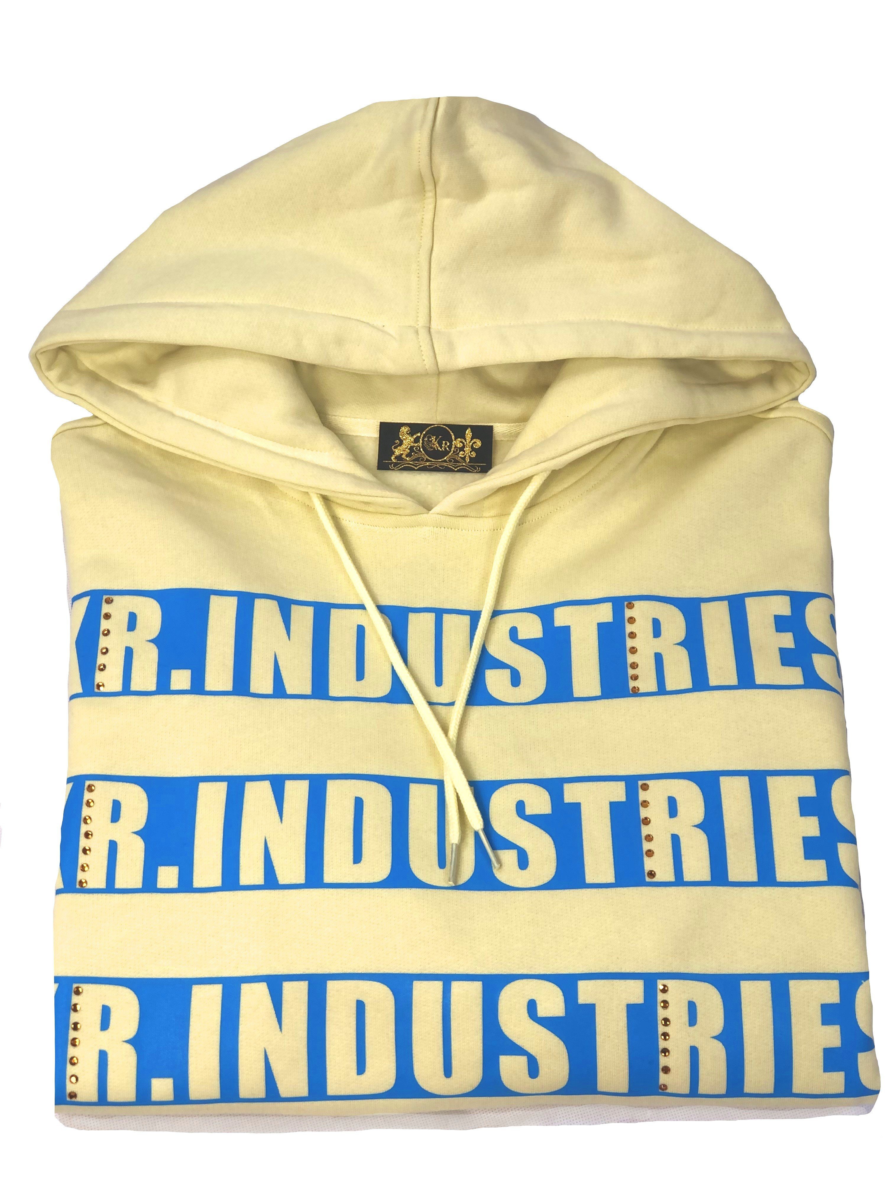 Hoodie exklusive Designerpullover, Blue Hoodie Kapuze, Glitzersteine, Yellow Kollektion flauschige KR-Industries