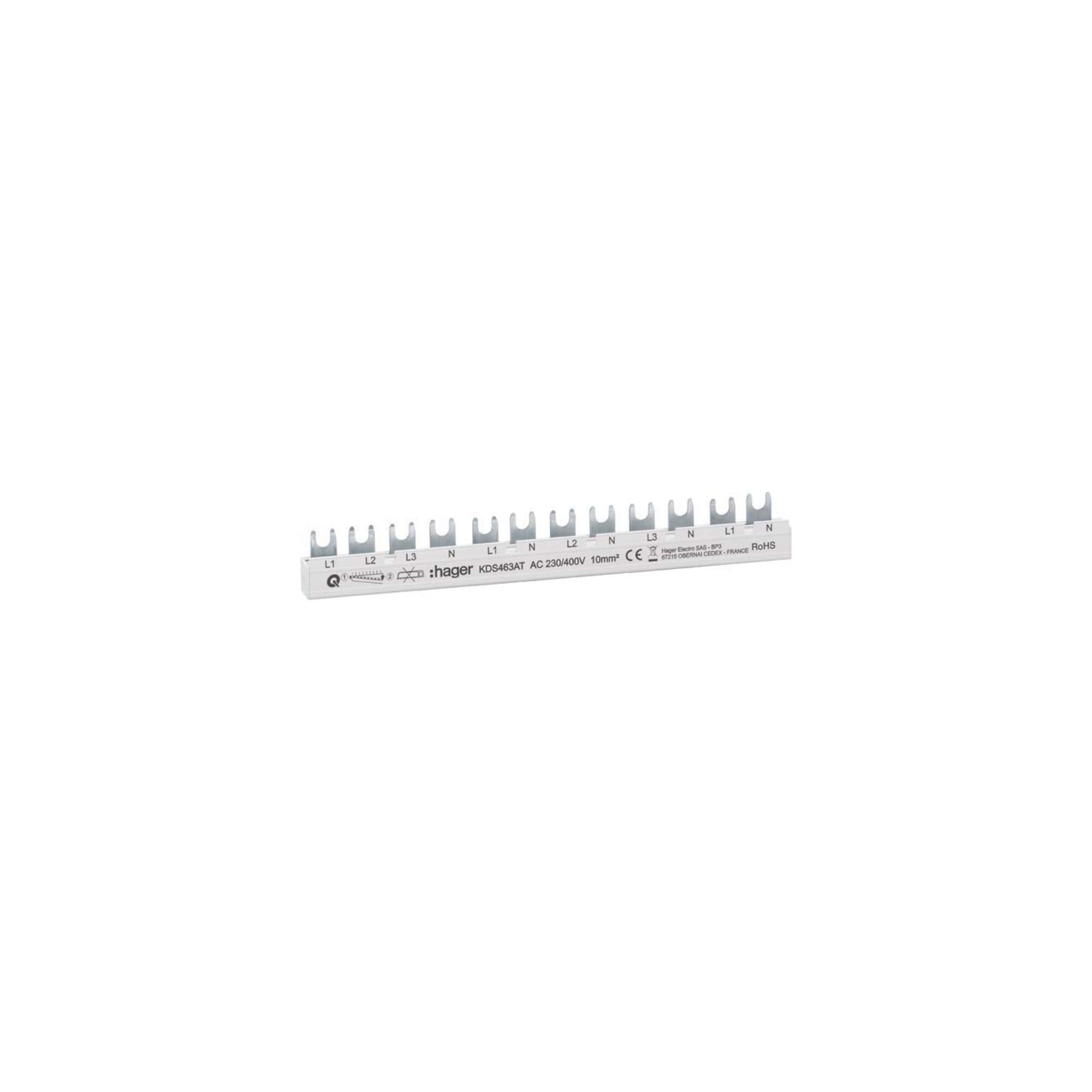 Hager Sicherungsmutter Hager Phasenschiene 12 Module 63A L1L2L3N-L1N-L2N KDS463AT
