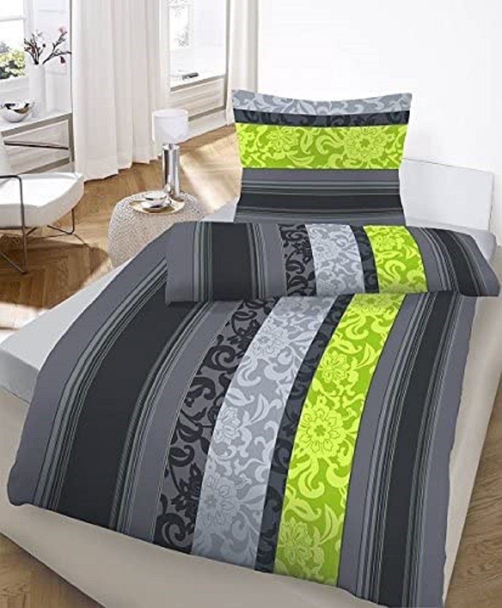 Bettwäsche »Biber Bettwäsche Barock grün anthrazit«, soma, biber