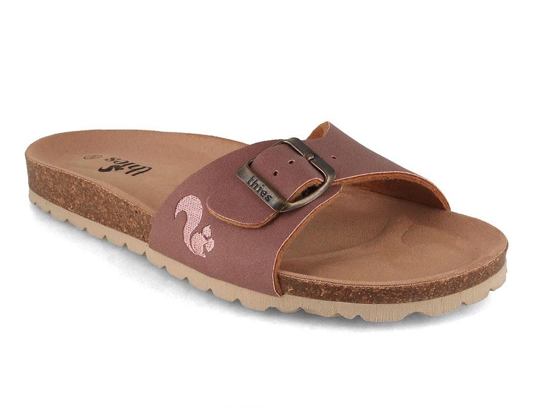 thies Pantoletten Eco Bio Strap Sandale, malva Hausschuh vegan