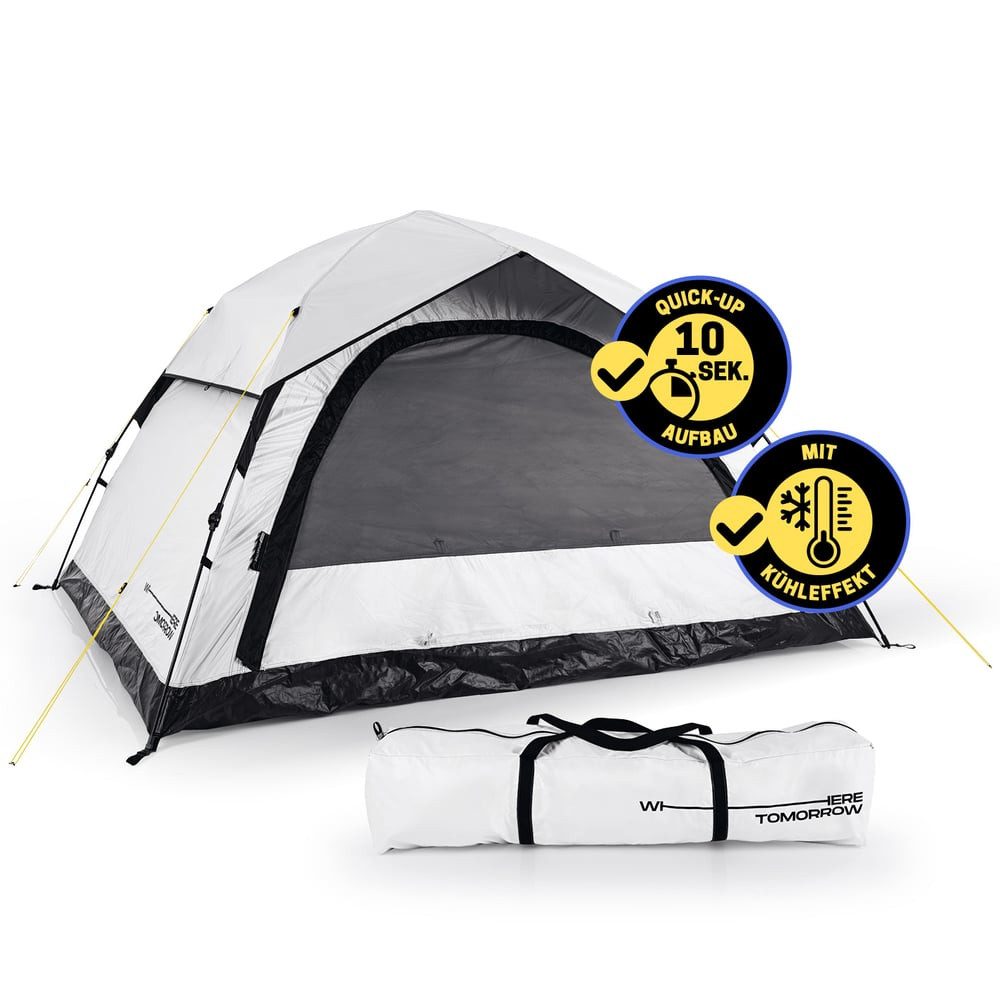 Lumaland Wurfzelt Pop Up Zelt für 6 Personen, Wurfzelt mit 10 Sek. Quick-Up Aufbau, (19 tlg), Wetterfestes Camping Zelt mit Kühl- & Verdunklungseffekt