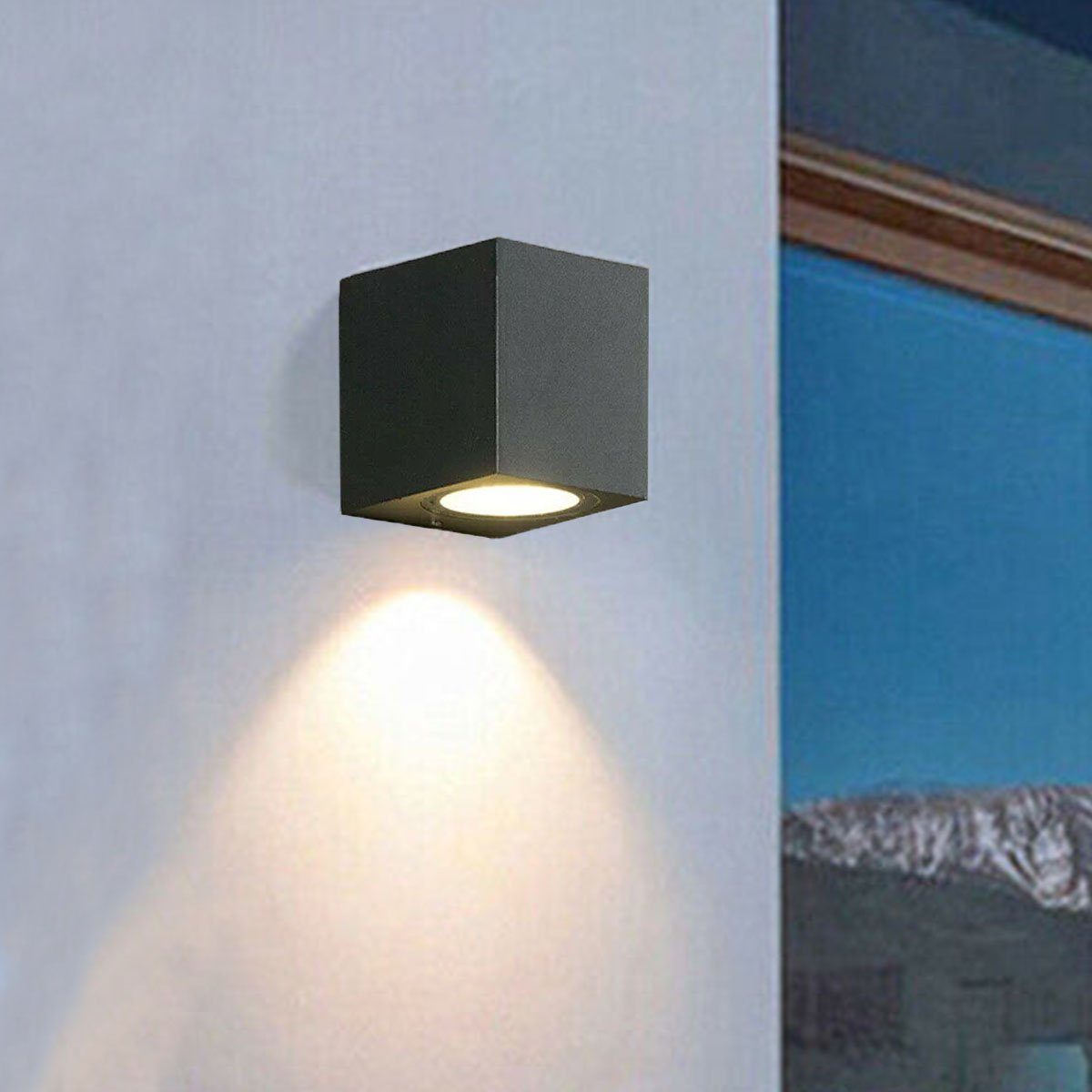 oyajia Wandleuchte Schwarz Moderne Fassadenbeleuchtung 230V, LED Außenleuchte IP54, LED wechselbar, Warmweiß, LED Aussenwandleuchte Wandspot Strahler Lampe Bad inkl. GU10 Glühbirne