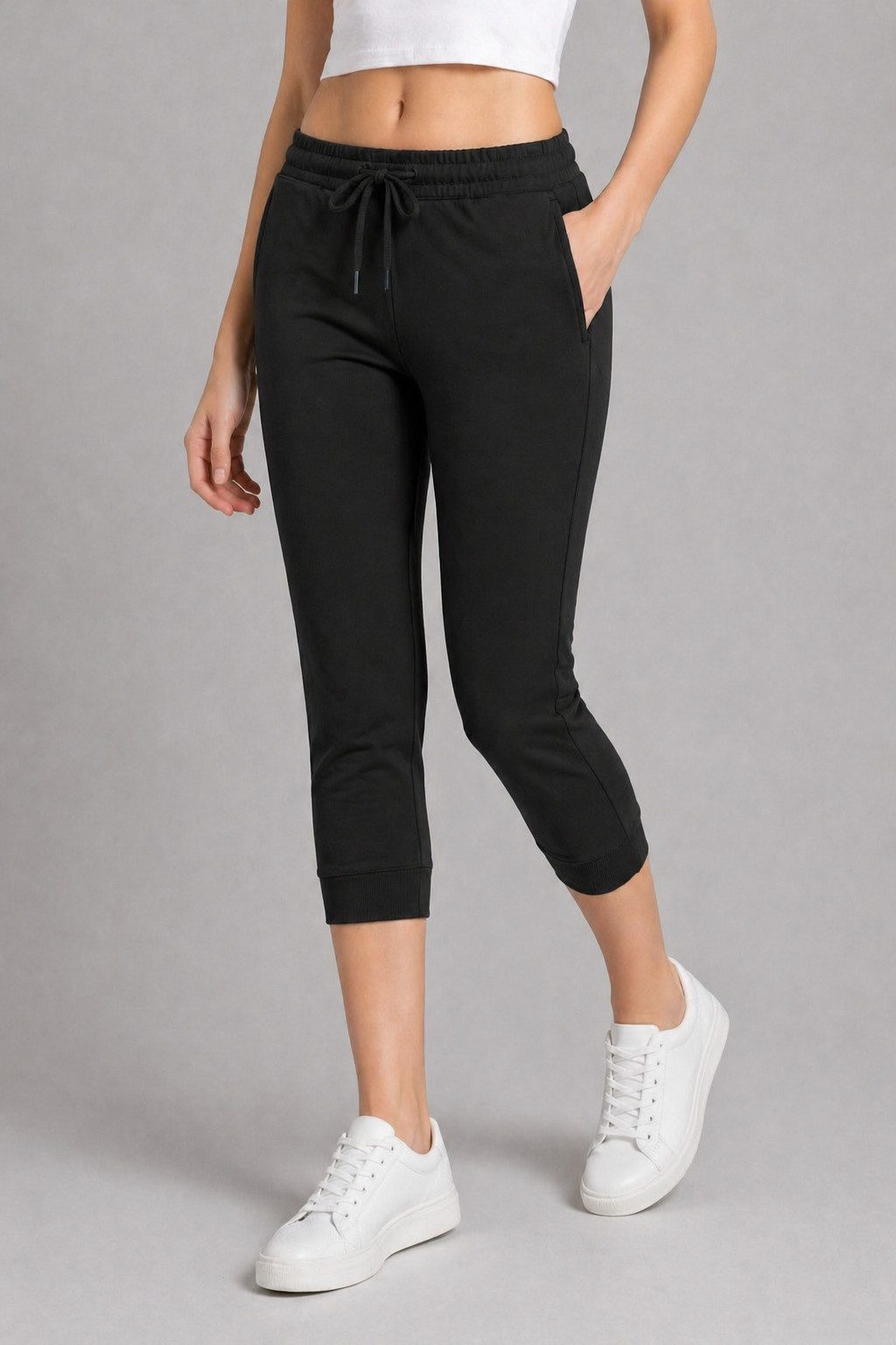 ROSS CAMP 3/4-Hose Damen - Jogginghose mit Kordelzug, Sporthose, Caprihose mit Elastikbund, bequem, Baumwollmix, atmungsaktiv