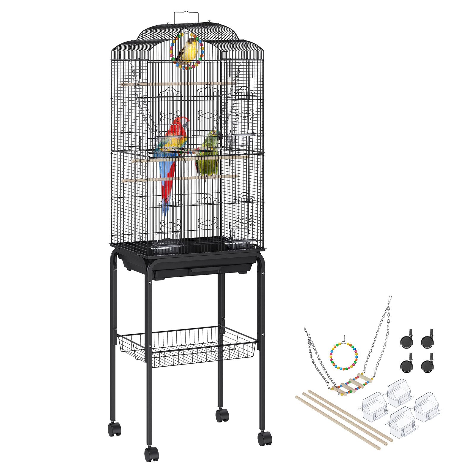 VEVOR Vogelkäfig Vogelvoliere 46x36x152cm Vogelkäfig aus Q195Kohlenstoffstahl Vogelhaus