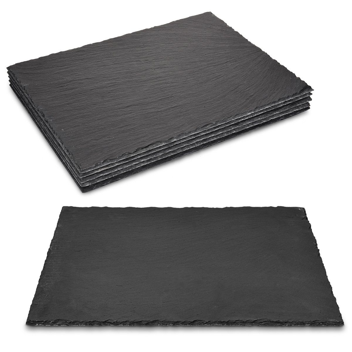 Servierplatte 6-teiliges Schiefer-Teller-Set - 38x28cm - für Sushi und Käse