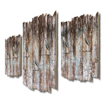 Kreative Feder Wandgarderobe Holzoptik dunkel (3 St), Dreiteilige Wandgarderobe aus Holz