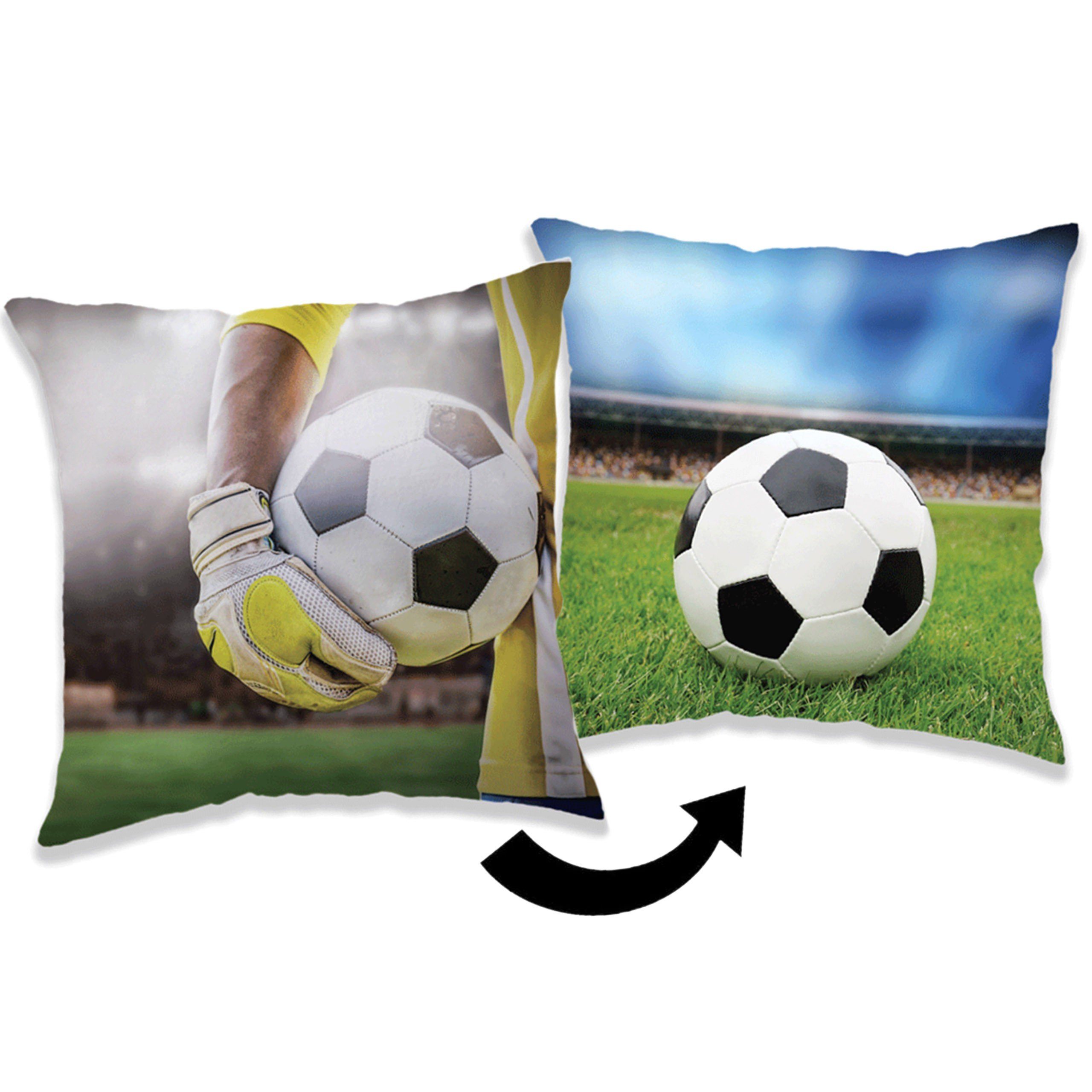 Sarcia.eu Dekokissen Fußball Quadratisches Kissen, Zierkissen 40x40 cm