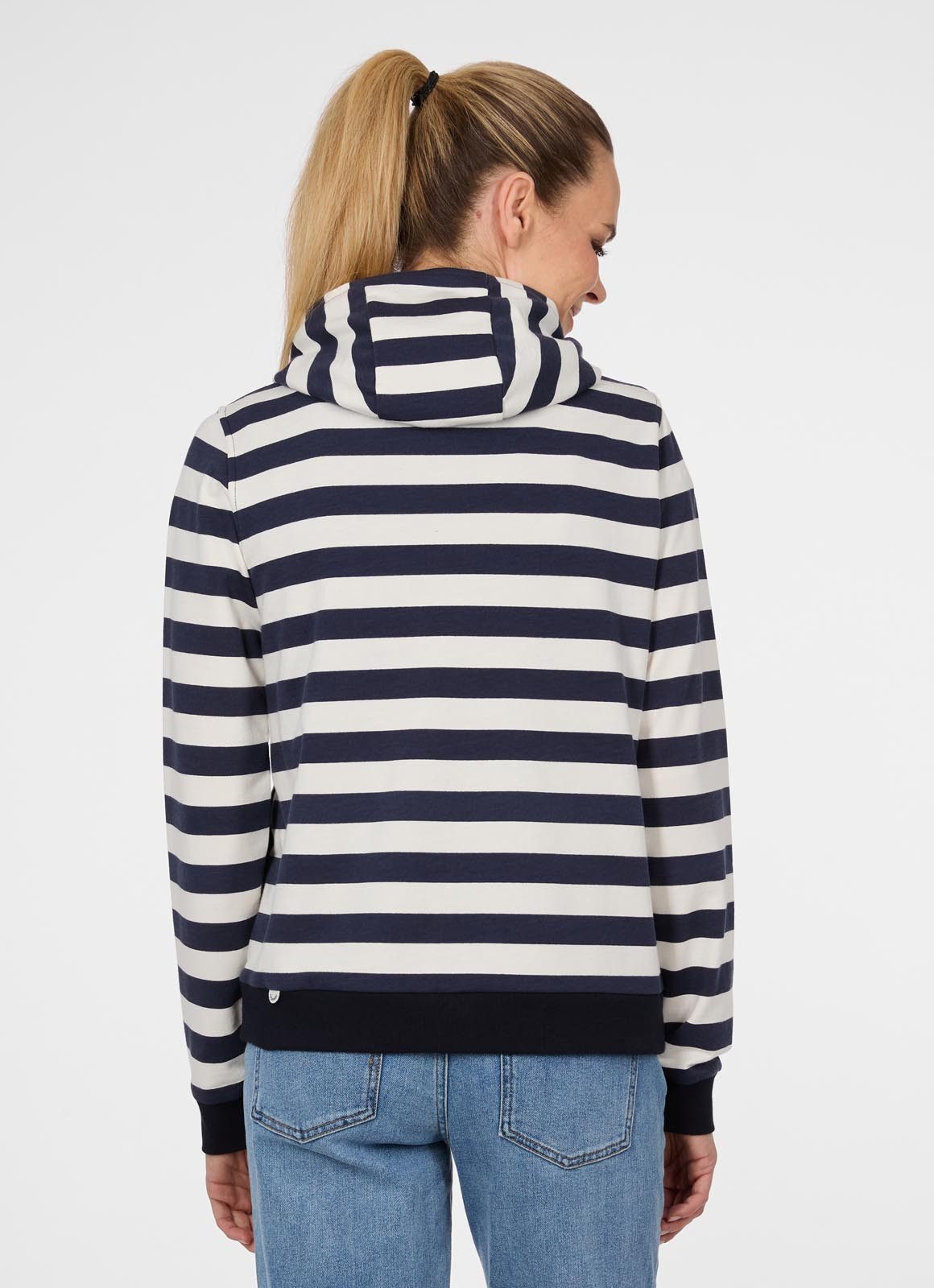 Ragwear Kapuzensweatjacke PARYA STRIPES aus Baumwollmischung, normale Passform, mit Reißverschluss