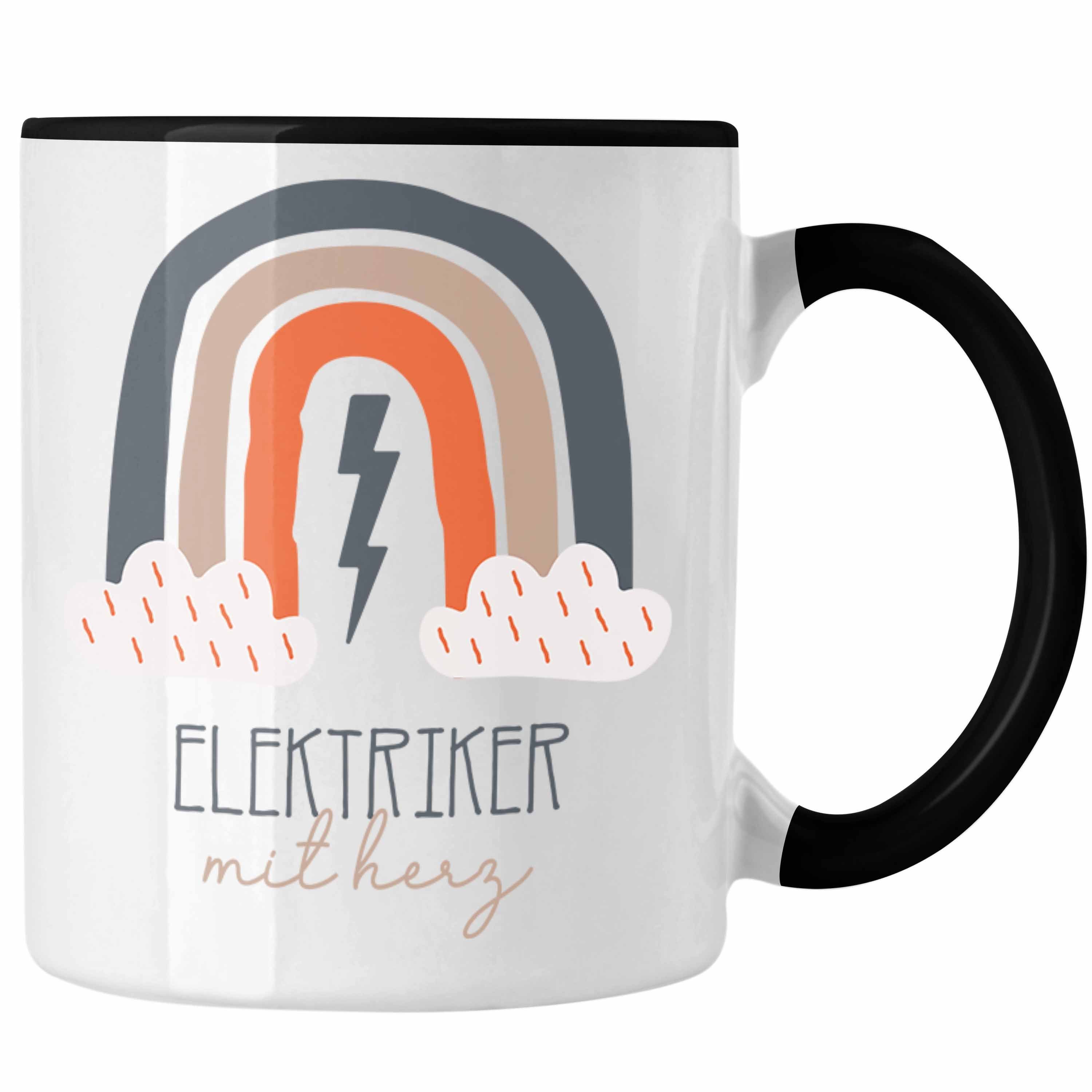 Trendation Tasse Elektriker Tasse Geschenk Danke Kaffeetassse Geschenkidee für Elektri Schwarz