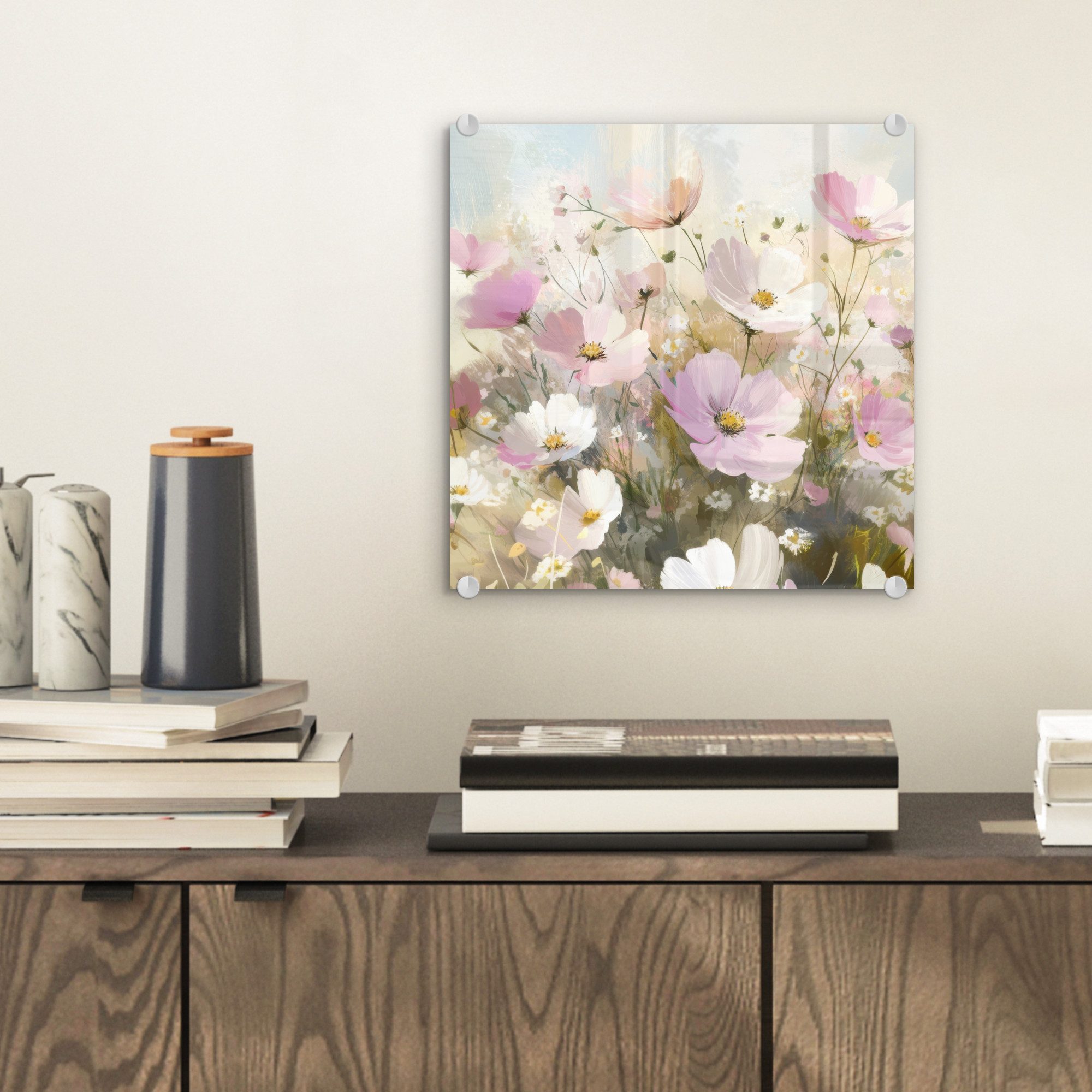 MuchoWow Acrylglasbild Blumenfeld - Helle Farbtöne günstig online kaufen
